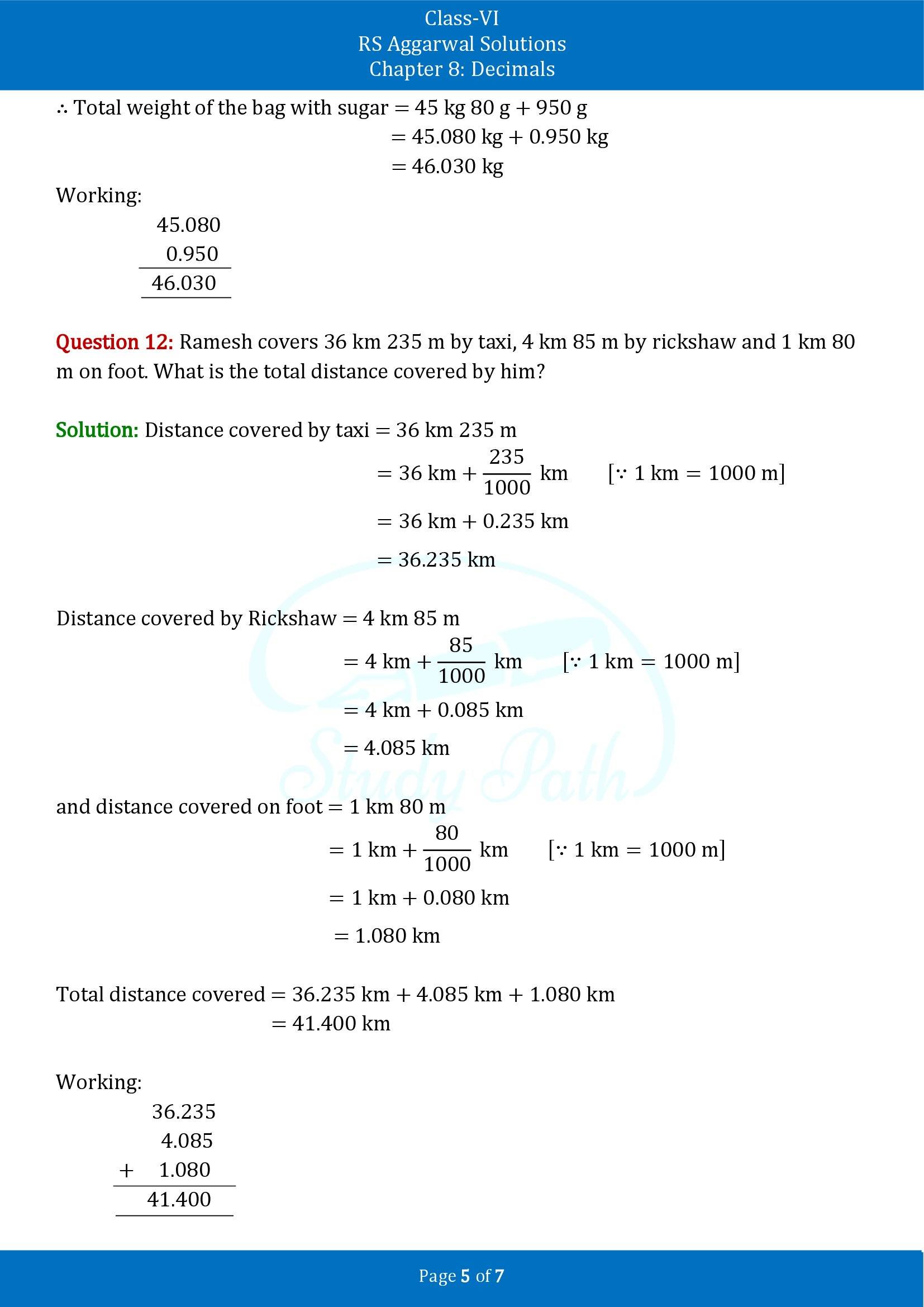 RS Aggarwal Solutions Class 6 Chapter 8 Decimals Exercise 8D 00005