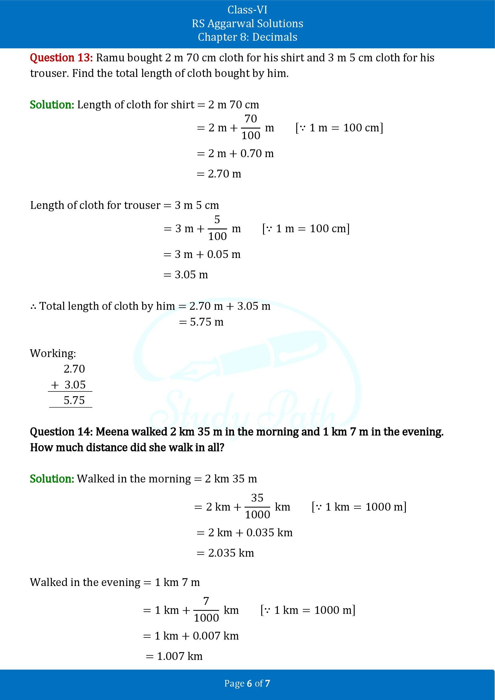 RS Aggarwal Solutions Class 6 Chapter 8 Decimals Exercise 8D 00006