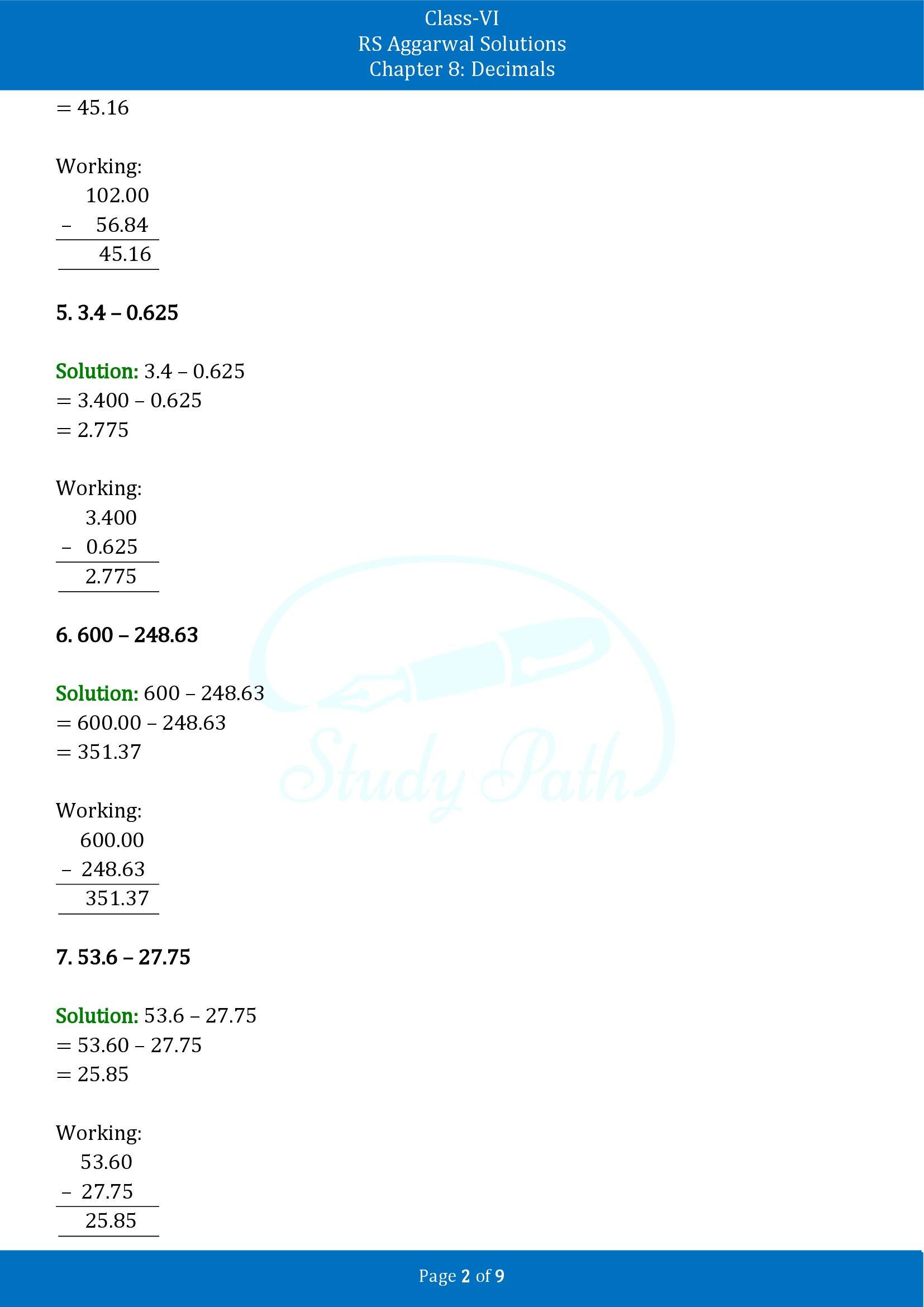 RS Aggarwal Solutions Class 6 Chapter 8 Decimals Exercise 8E 00002