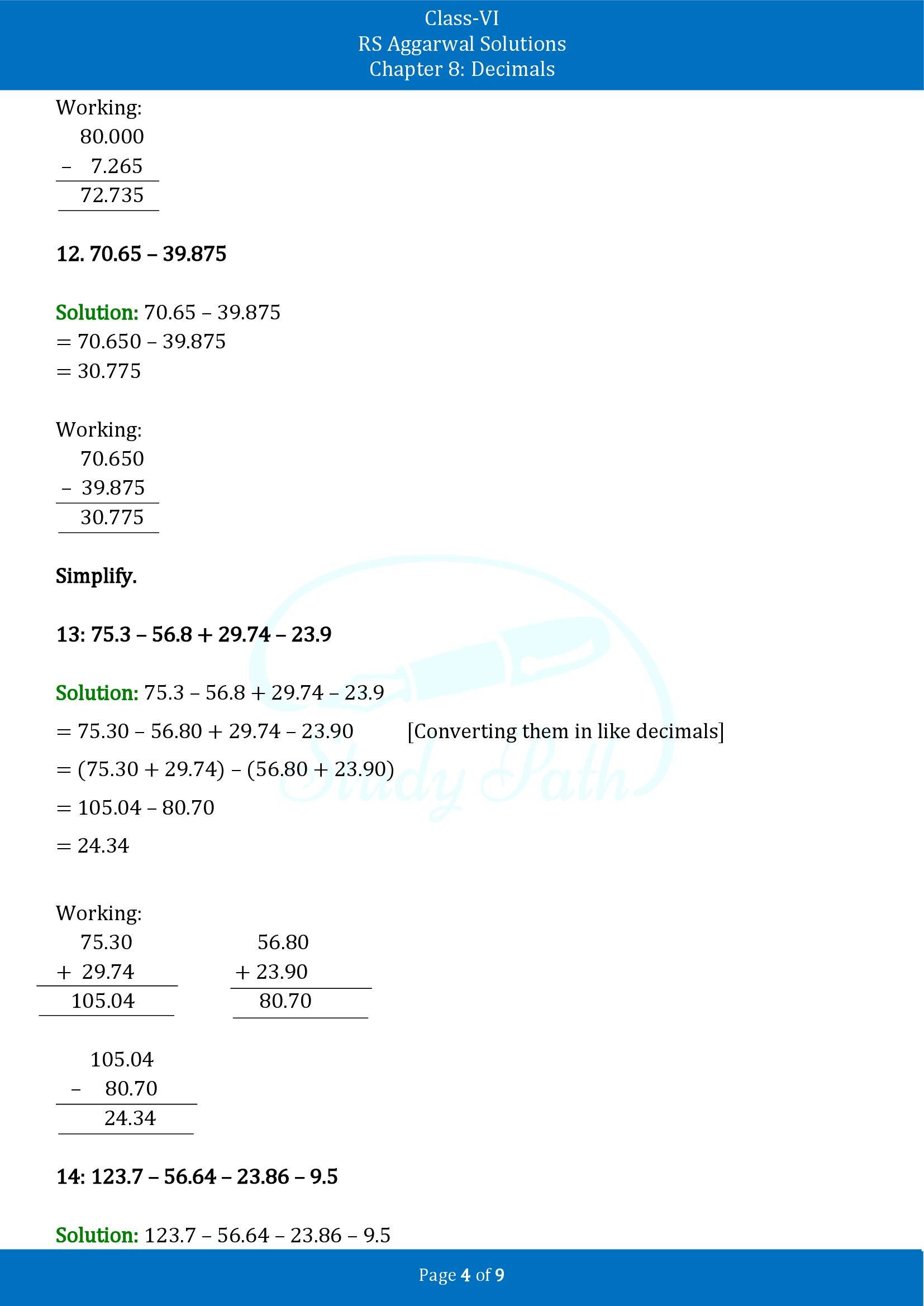 RS Aggarwal Solutions Class 6 Chapter 8 Decimals Exercise 8E 00004