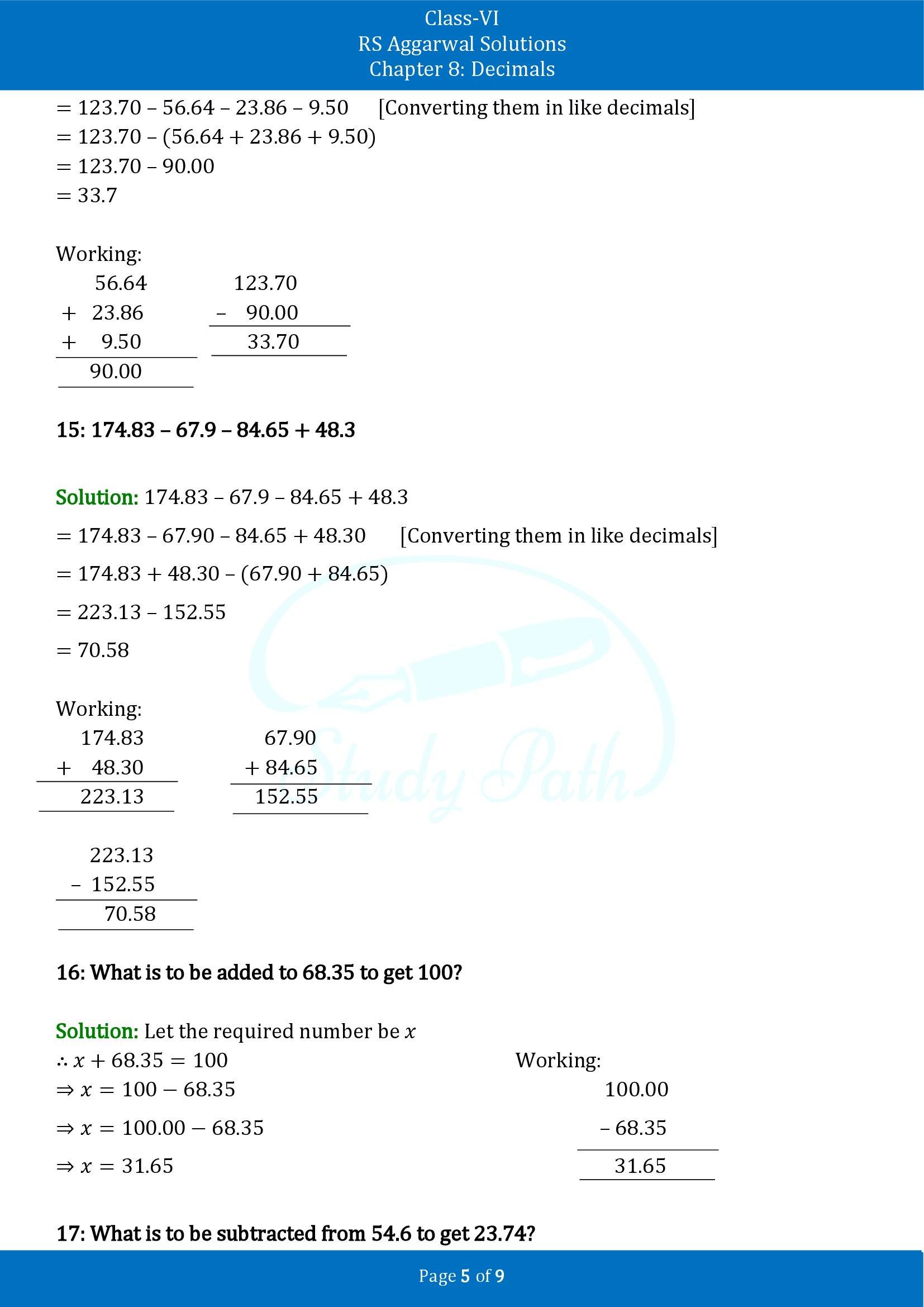 RS Aggarwal Solutions Class 6 Chapter 8 Decimals Exercise 8E 00005