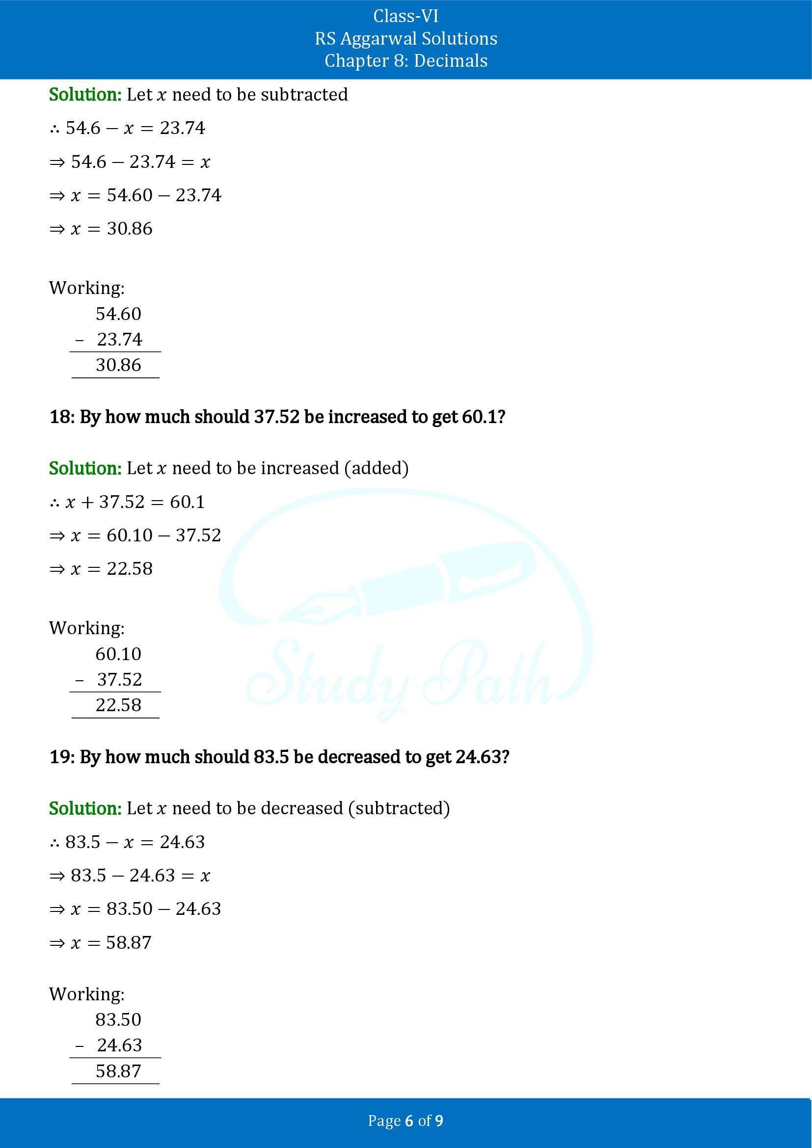 RS Aggarwal Solutions Class 6 Chapter 8 Decimals Exercise 8E 00006