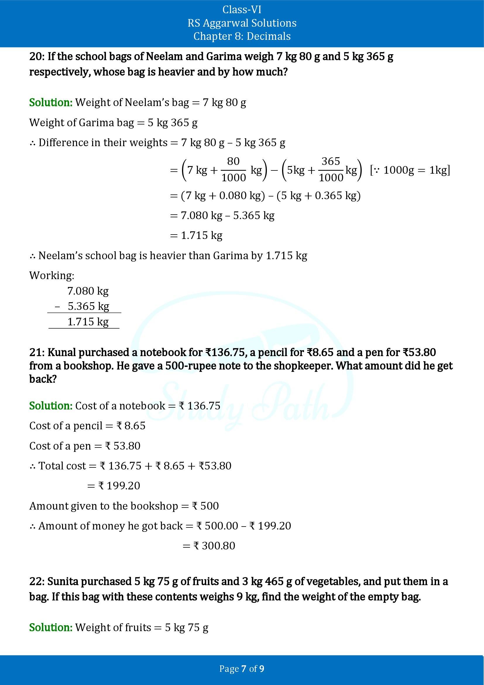 RS Aggarwal Solutions Class 6 Chapter 8 Decimals Exercise 8E 00007