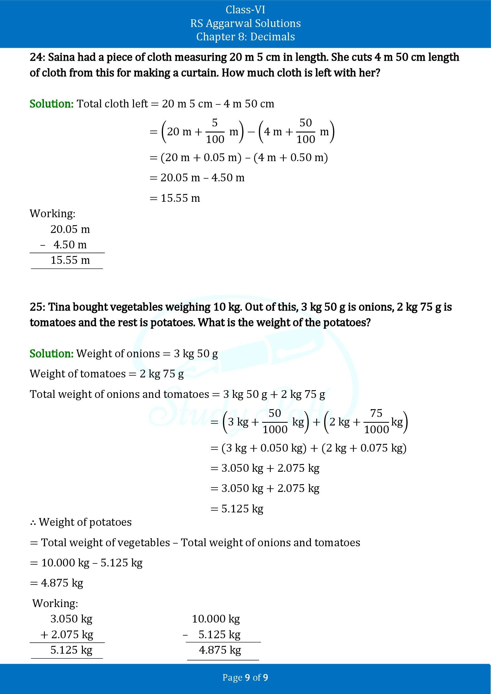 RS Aggarwal Solutions Class 6 Chapter 8 Decimals Exercise 8E 00009