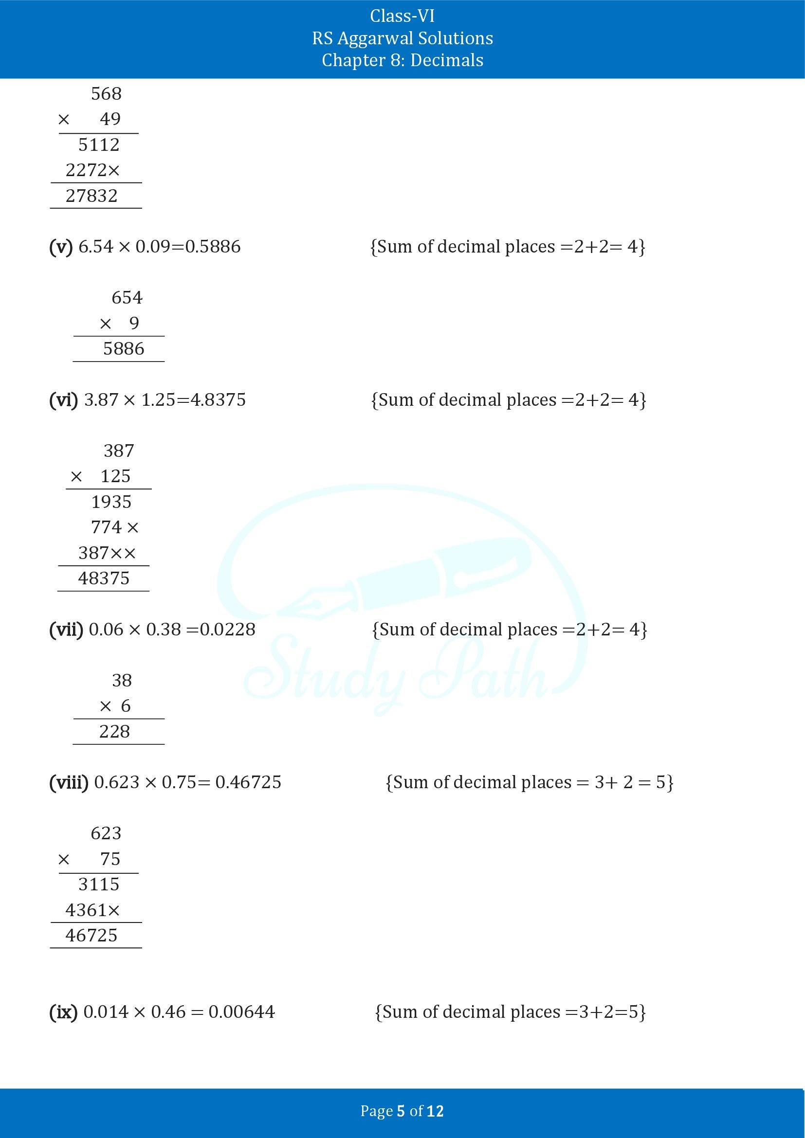 RS Aggarwal Solutions Class 6 Chapter 8 Decimals Exercise 8F 00005