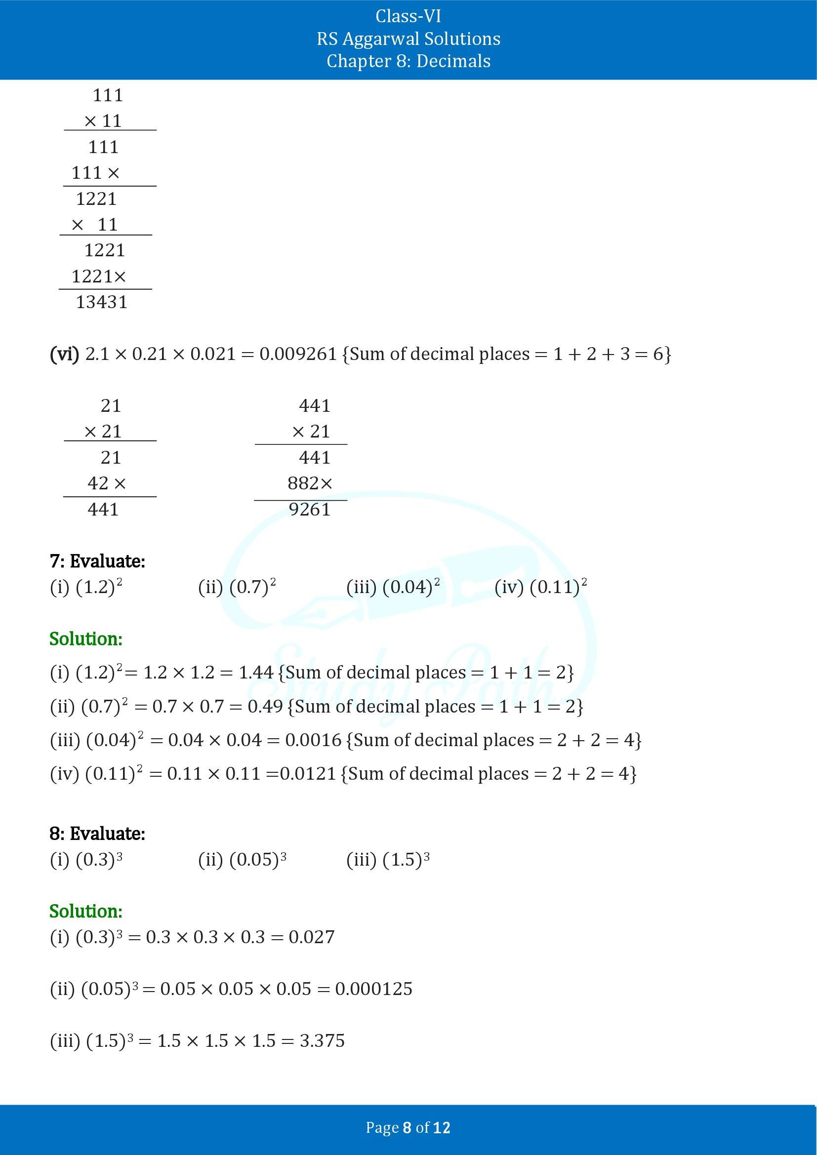 RS Aggarwal Solutions Class 6 Chapter 8 Decimals Exercise 8F 00008