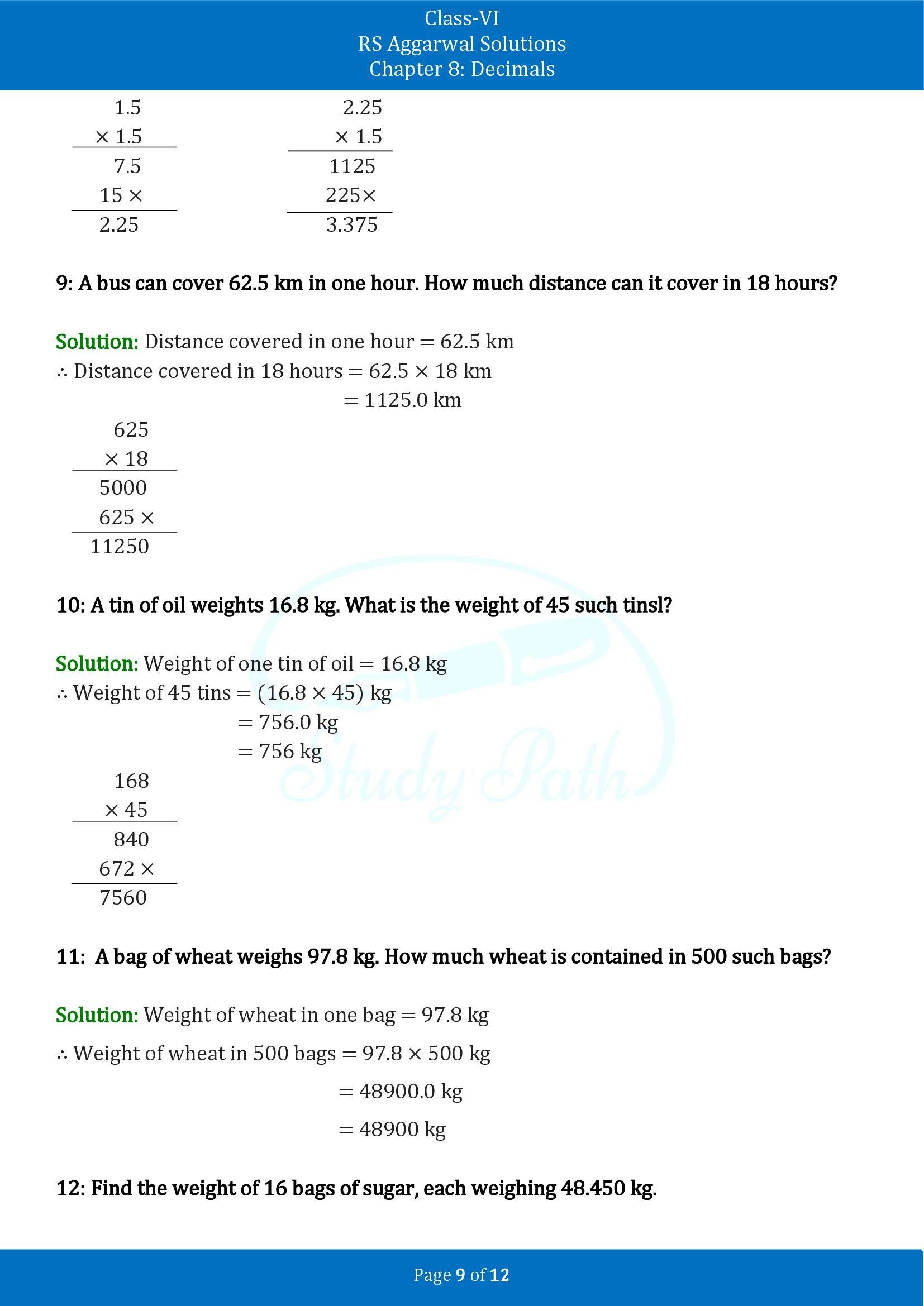 RS Aggarwal Solutions Class 6 Chapter 8 Decimals Exercise 8F 00009