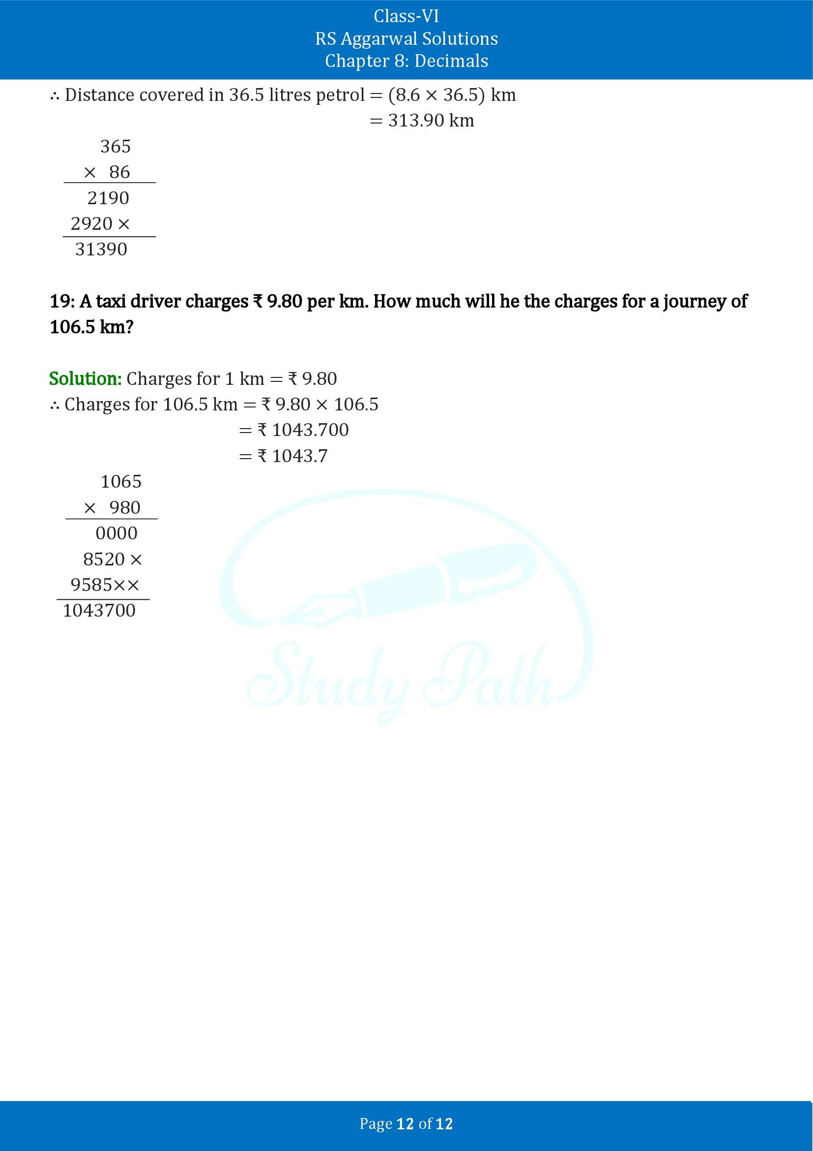 RS Aggarwal Solutions Class 6 Chapter 8 Decimals Exercise 8F 00012