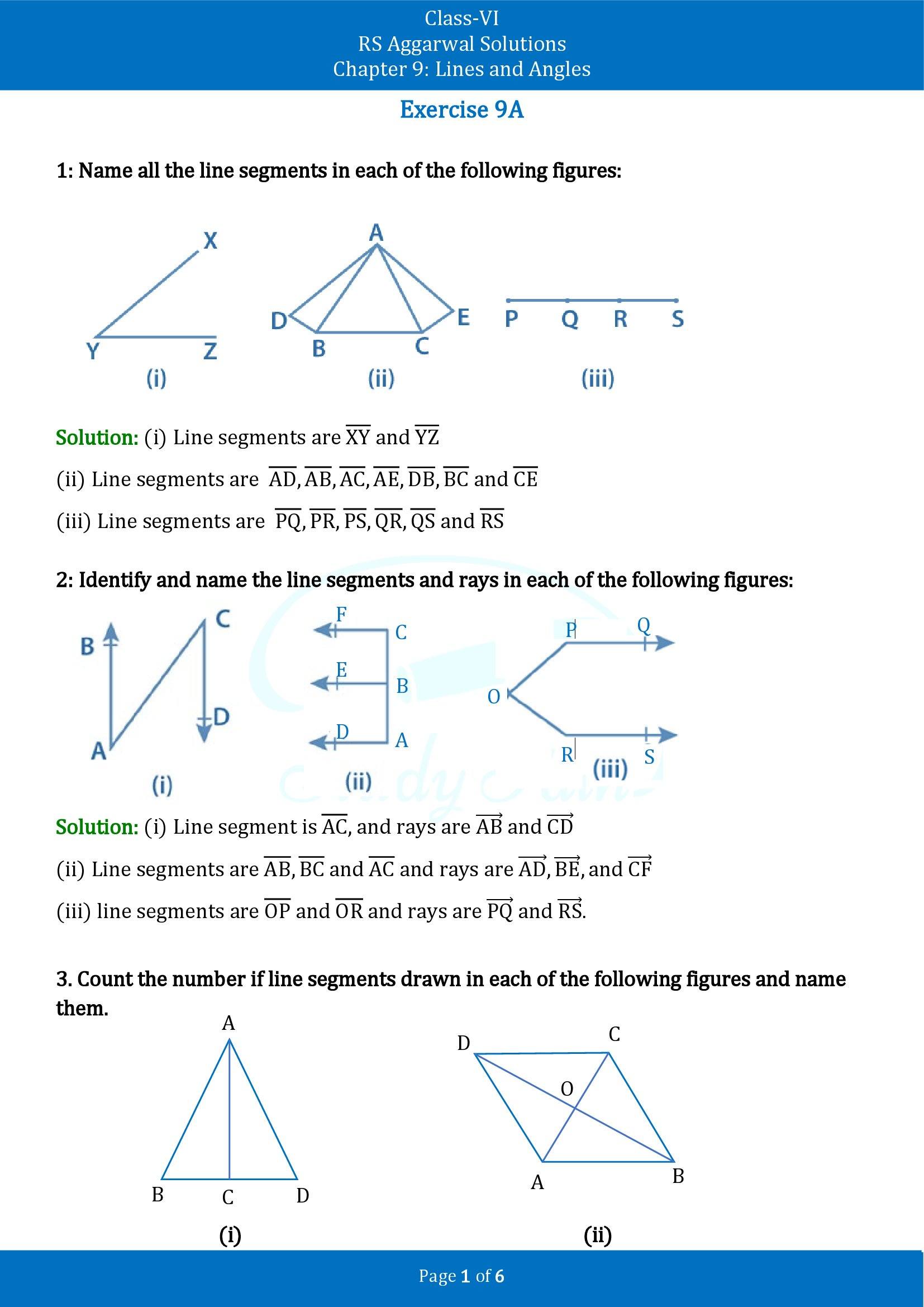 RS Aggarwal Solutions Class 6 Chapter 9 Lines and Angles Exercise 9A 00001