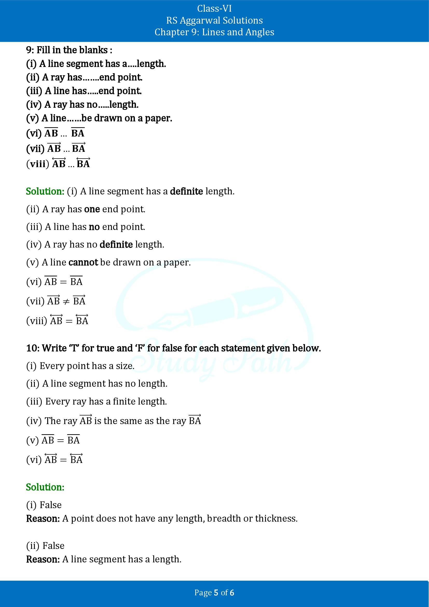 RS Aggarwal Solutions Class 6 Chapter 9 Lines and Angles Exercise 9A 00005