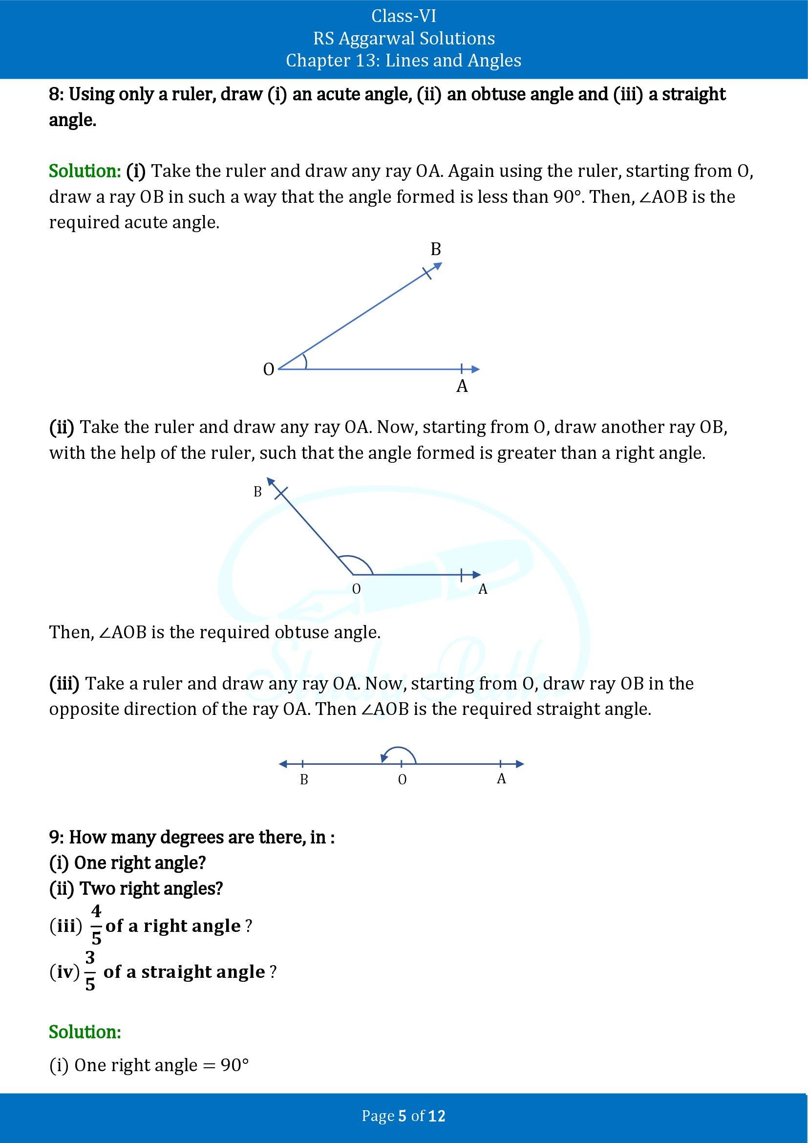 RS Aggarwal Solutions Class 6 Chapter 9 Lines and Angles Exercise 9B 00005