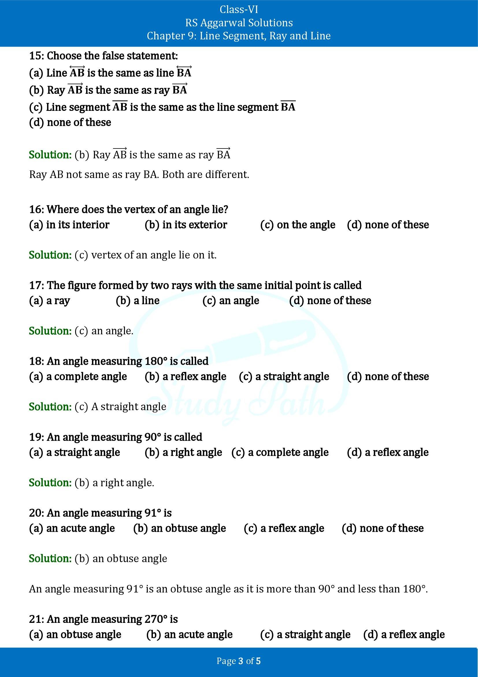 RS Aggarwal Solutions Class 6 Chapter 9 Lines and Angles Exercise 9C MCQs 00003