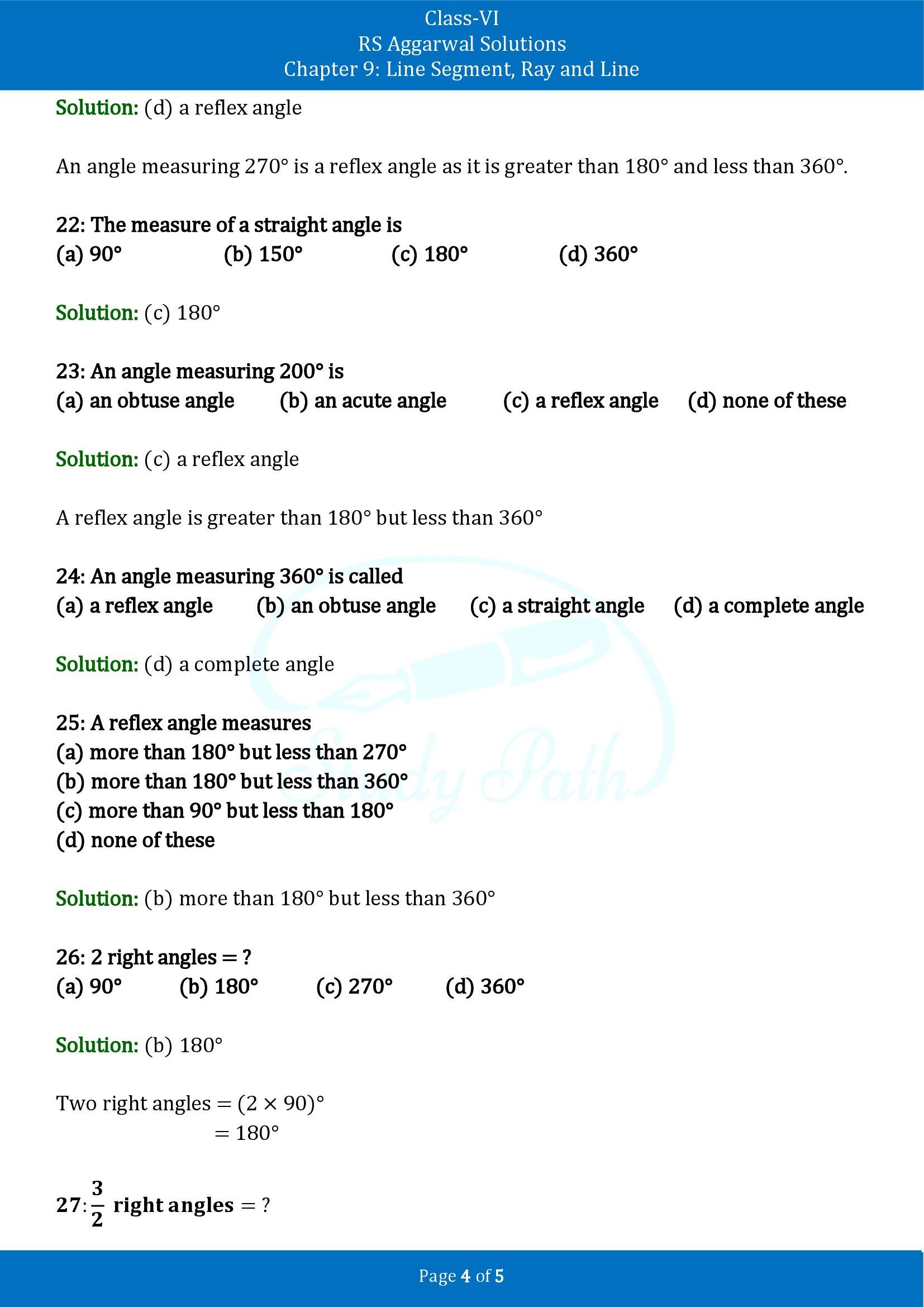 RS Aggarwal Solutions Class 6 Chapter 9 Lines and Angles Exercise 9C MCQs 00004