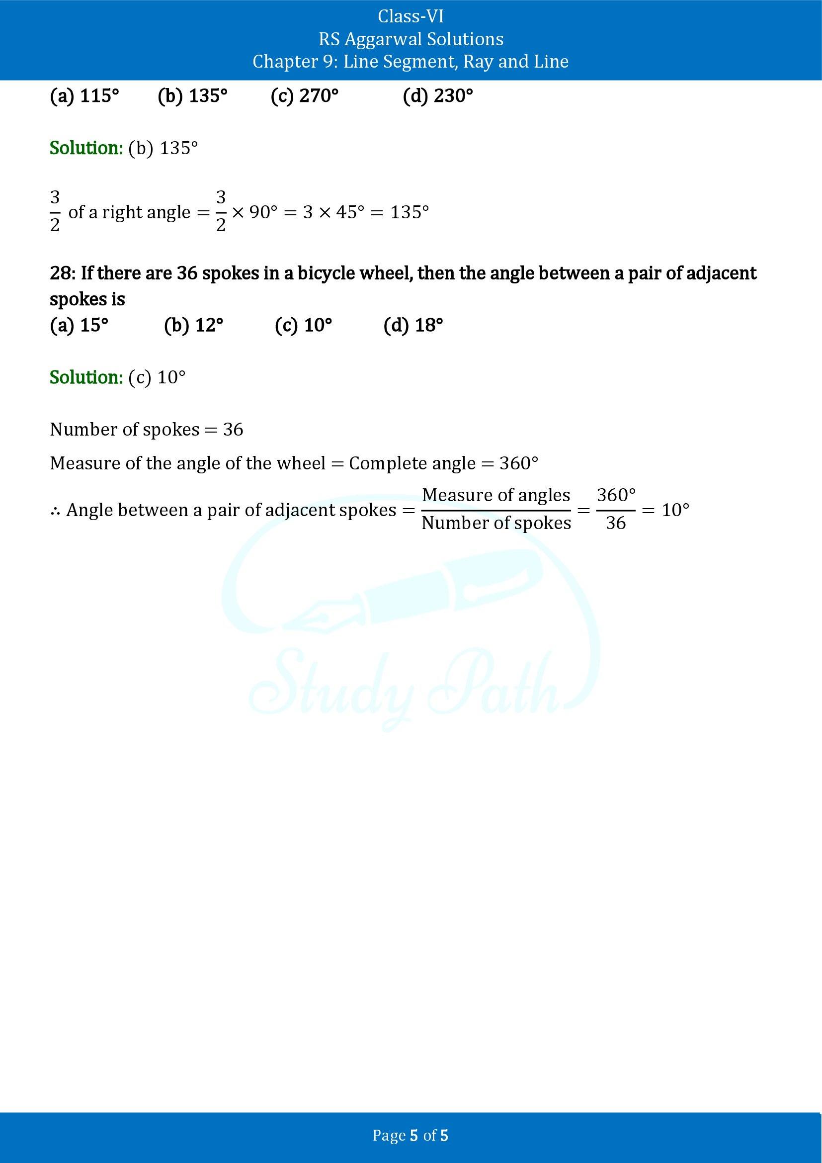 RS Aggarwal Solutions Class 6 Chapter 9 Lines and Angles Exercise 9C MCQs 00005