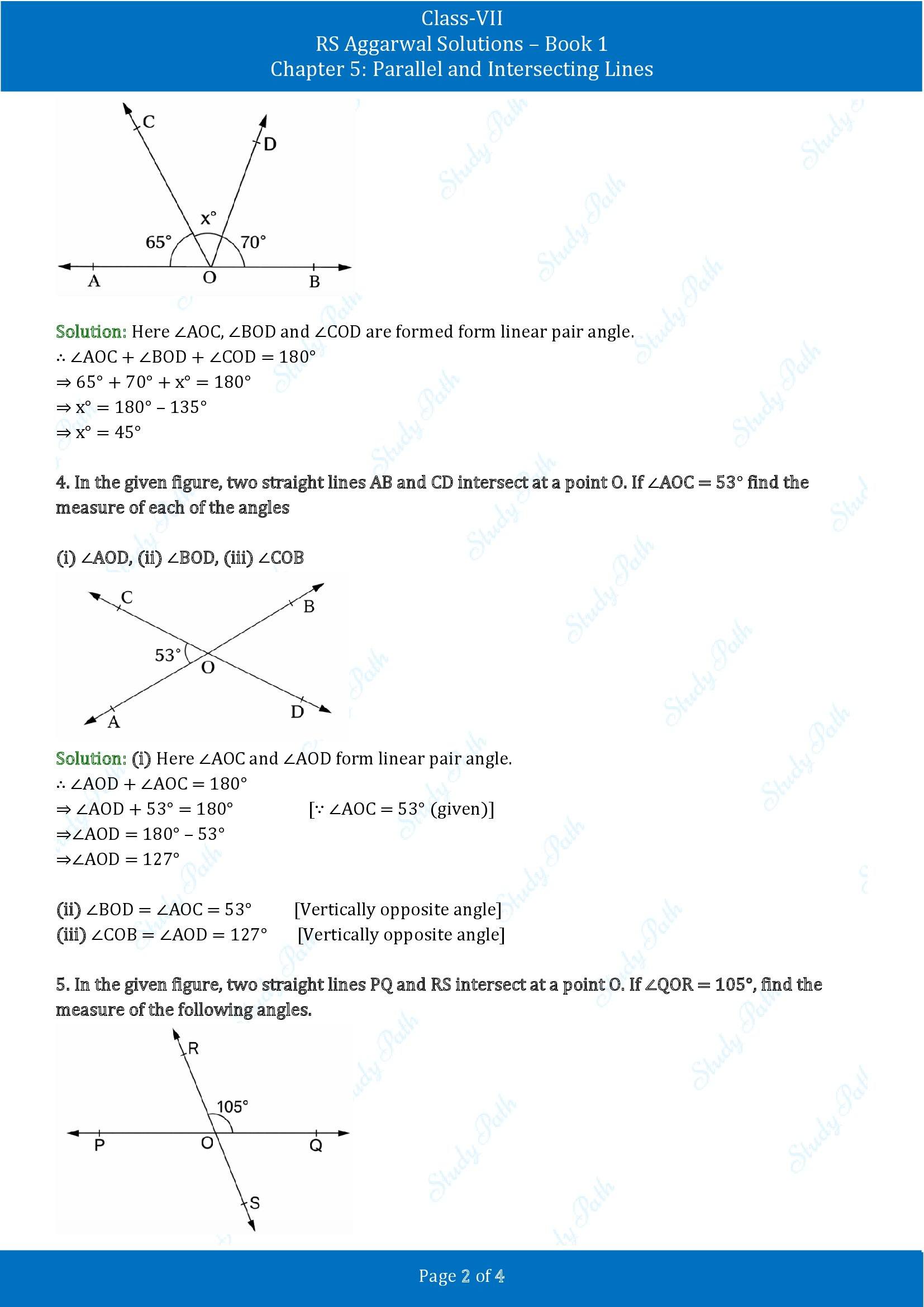 RS Aggarwal Solutions Class 7 Book 1 Chapter 5 Parallel and Intersecting Lines Exercise 5A 00002