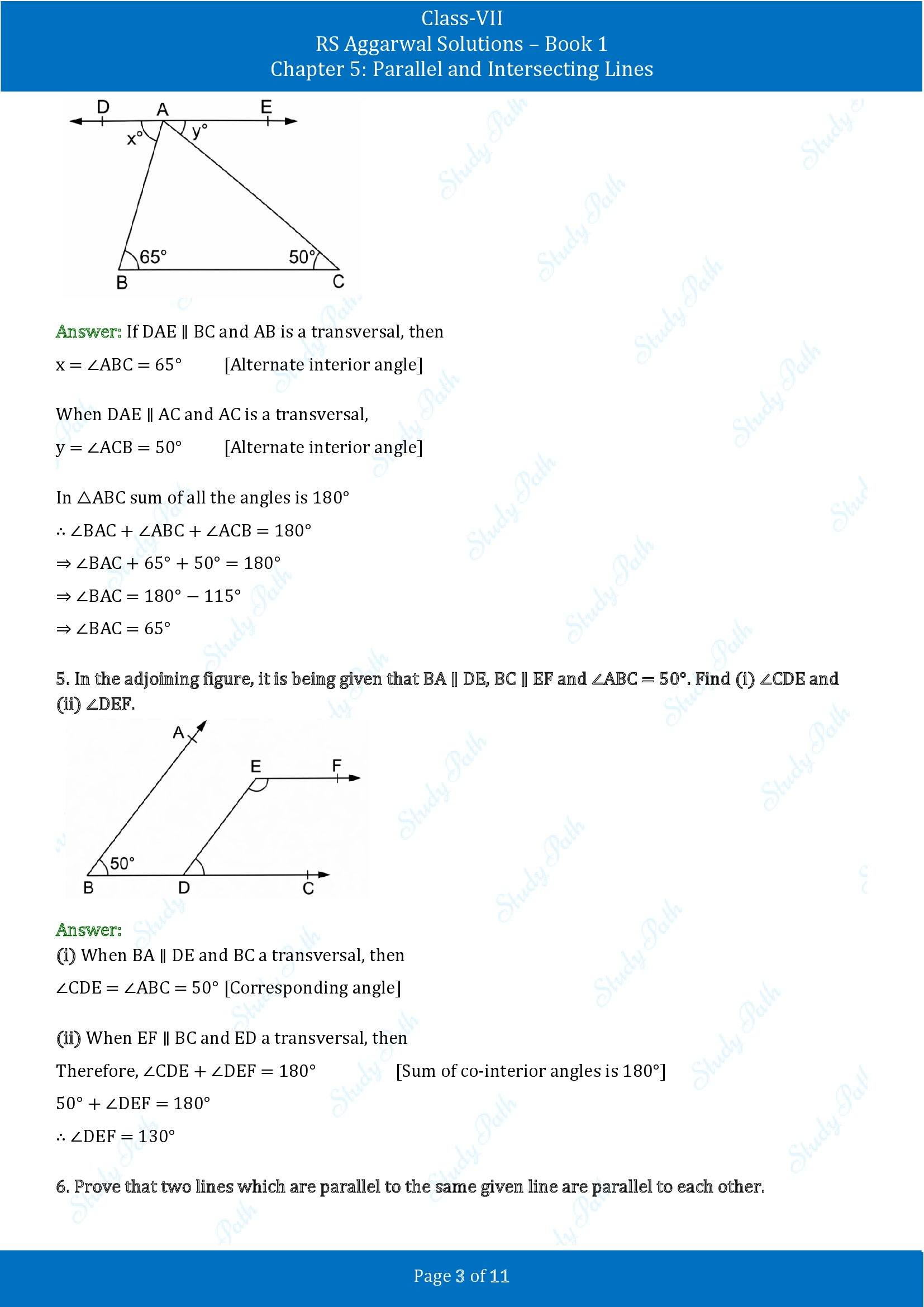 RS Aggarwal Solutions Class 7 Book 1 Chapter 5 Parallel and Intersecting Lines Exercise 5C 00003