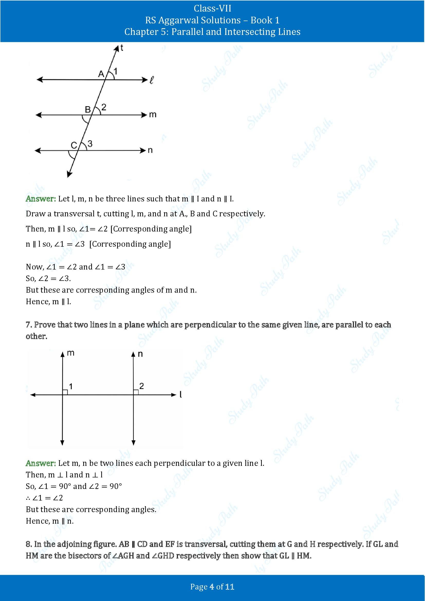 RS Aggarwal Solutions Class 7 Book 1 Chapter 5 Parallel and Intersecting Lines Exercise 5C 00004