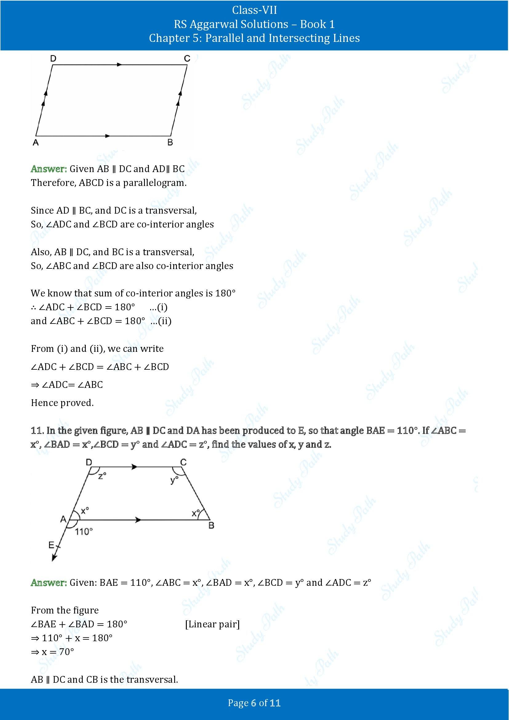 RS Aggarwal Solutions Class 7 Book 1 Chapter 5 Parallel and Intersecting Lines Exercise 5C 00006