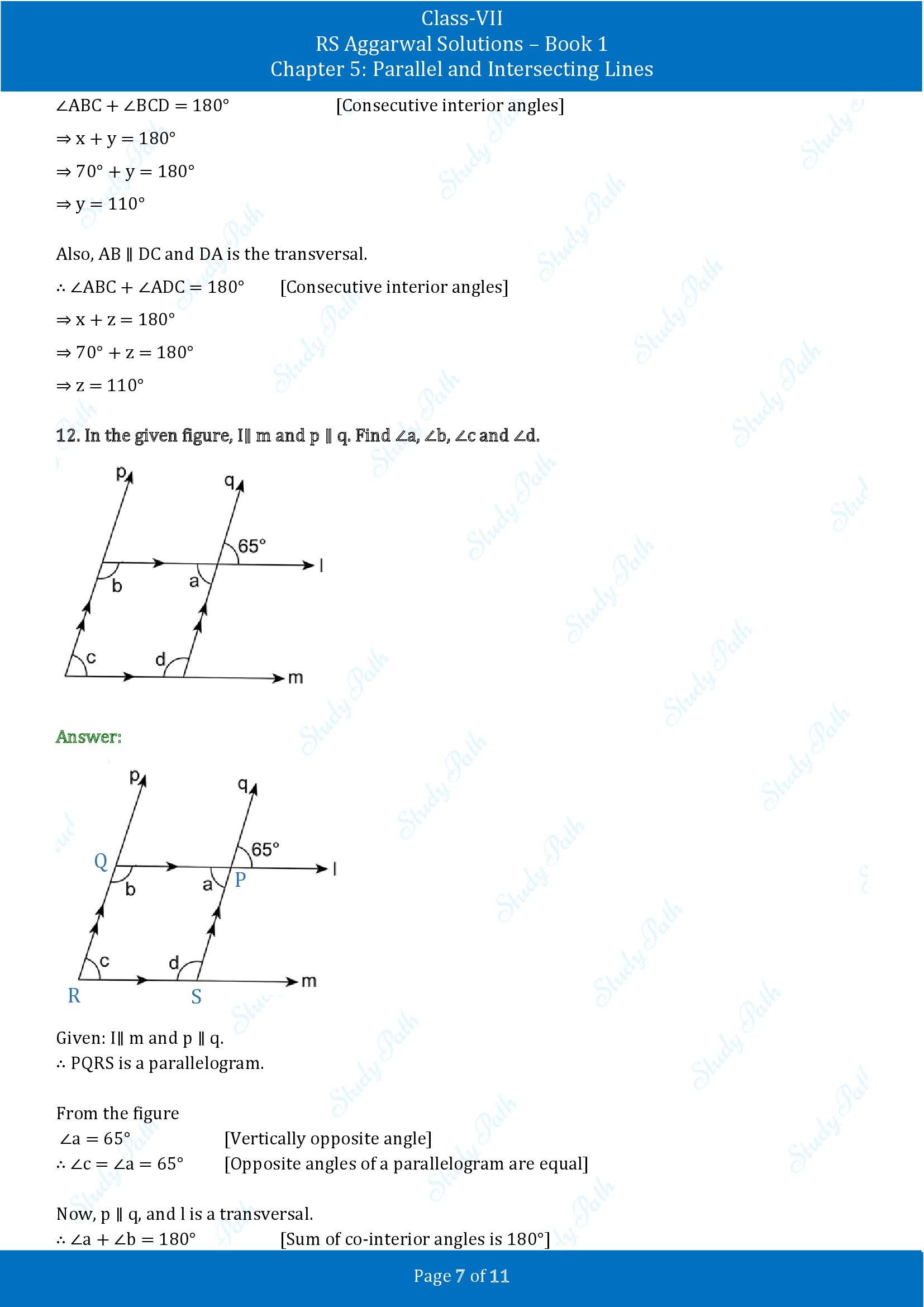 RS Aggarwal Solutions Class 7 Book 1 Chapter 5 Parallel and Intersecting Lines Exercise 5C 00007