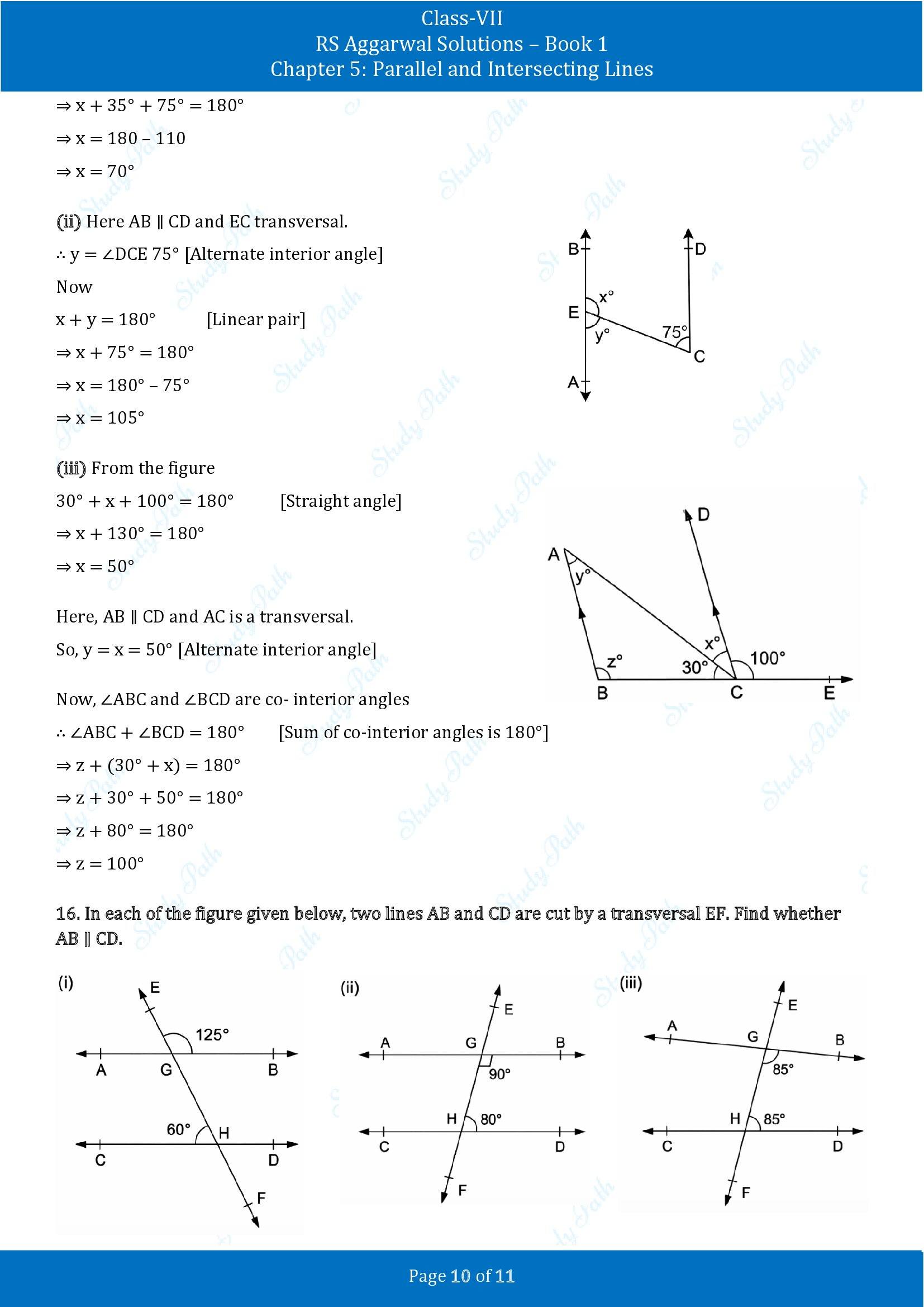 RS Aggarwal Solutions Class 7 Book 1 Chapter 5 Parallel and Intersecting Lines Exercise 5C 00010