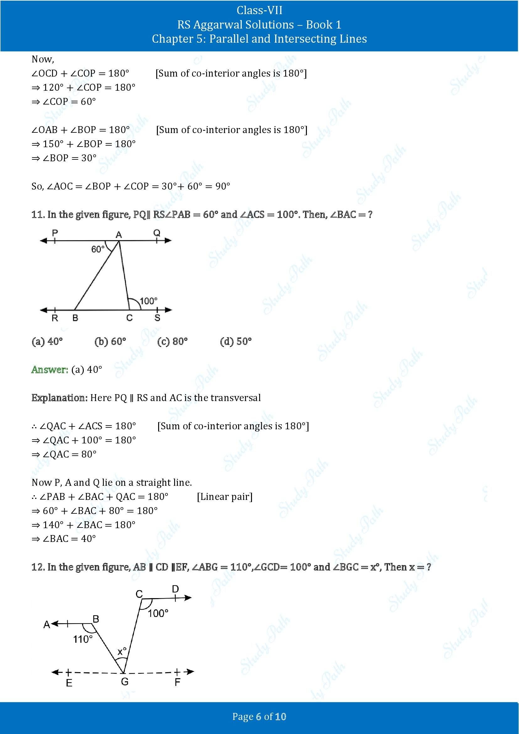 RS Aggarwal Solutions Class 7 Book 1 Chapter 5 Parallel and Intersecting Lines Exercise 5D 00006