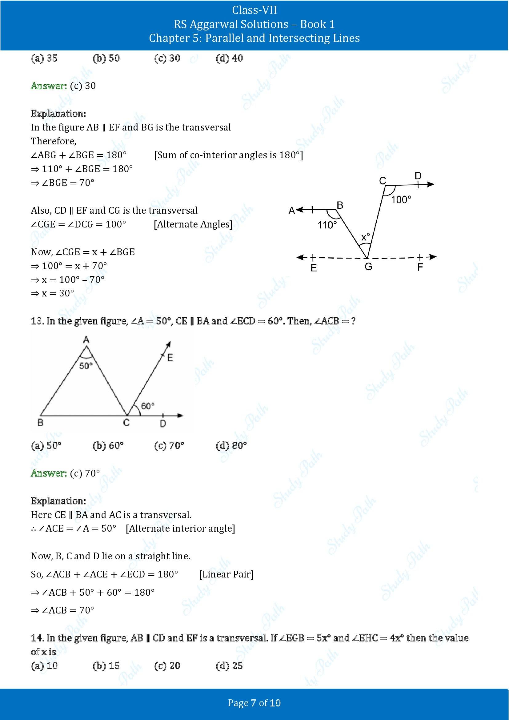 RS Aggarwal Solutions Class 7 Book 1 Chapter 5 Parallel and Intersecting Lines Exercise 5D 00007