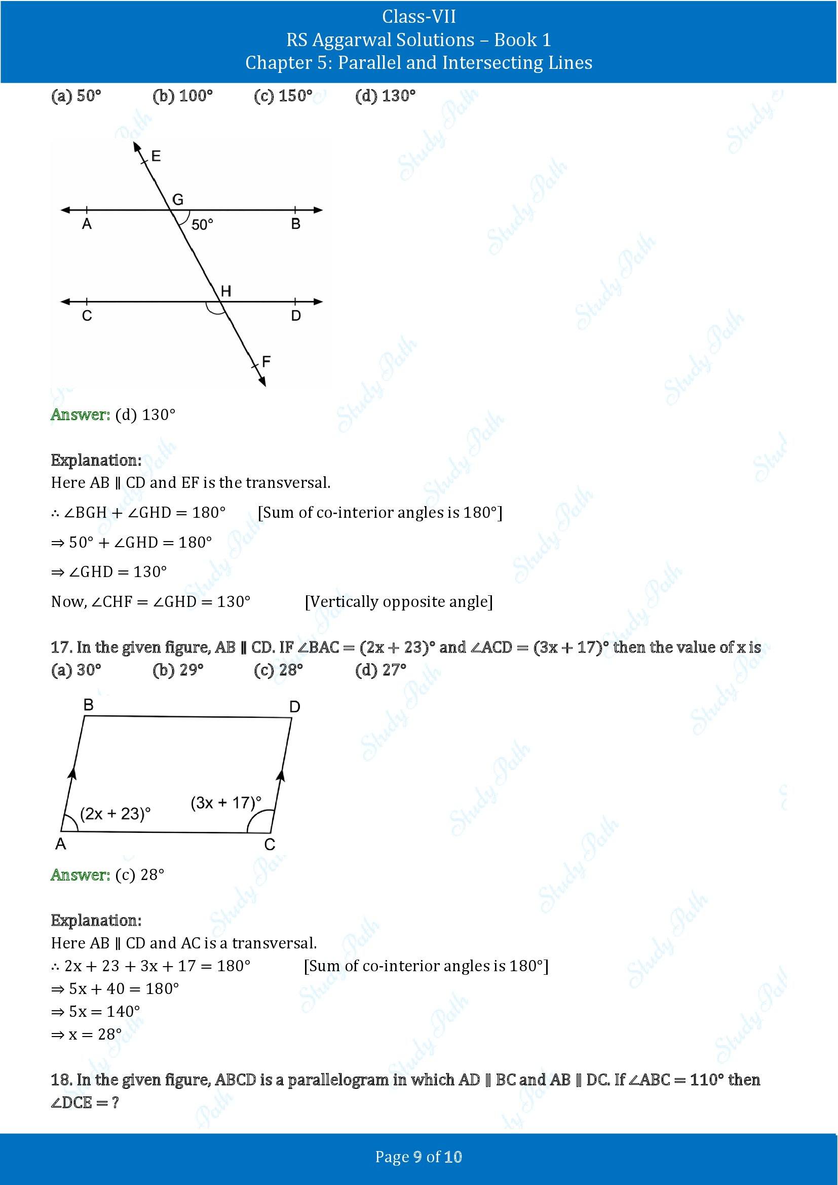 RS Aggarwal Solutions Class 7 Book 1 Chapter 5 Parallel and Intersecting Lines Exercise 5D 00009