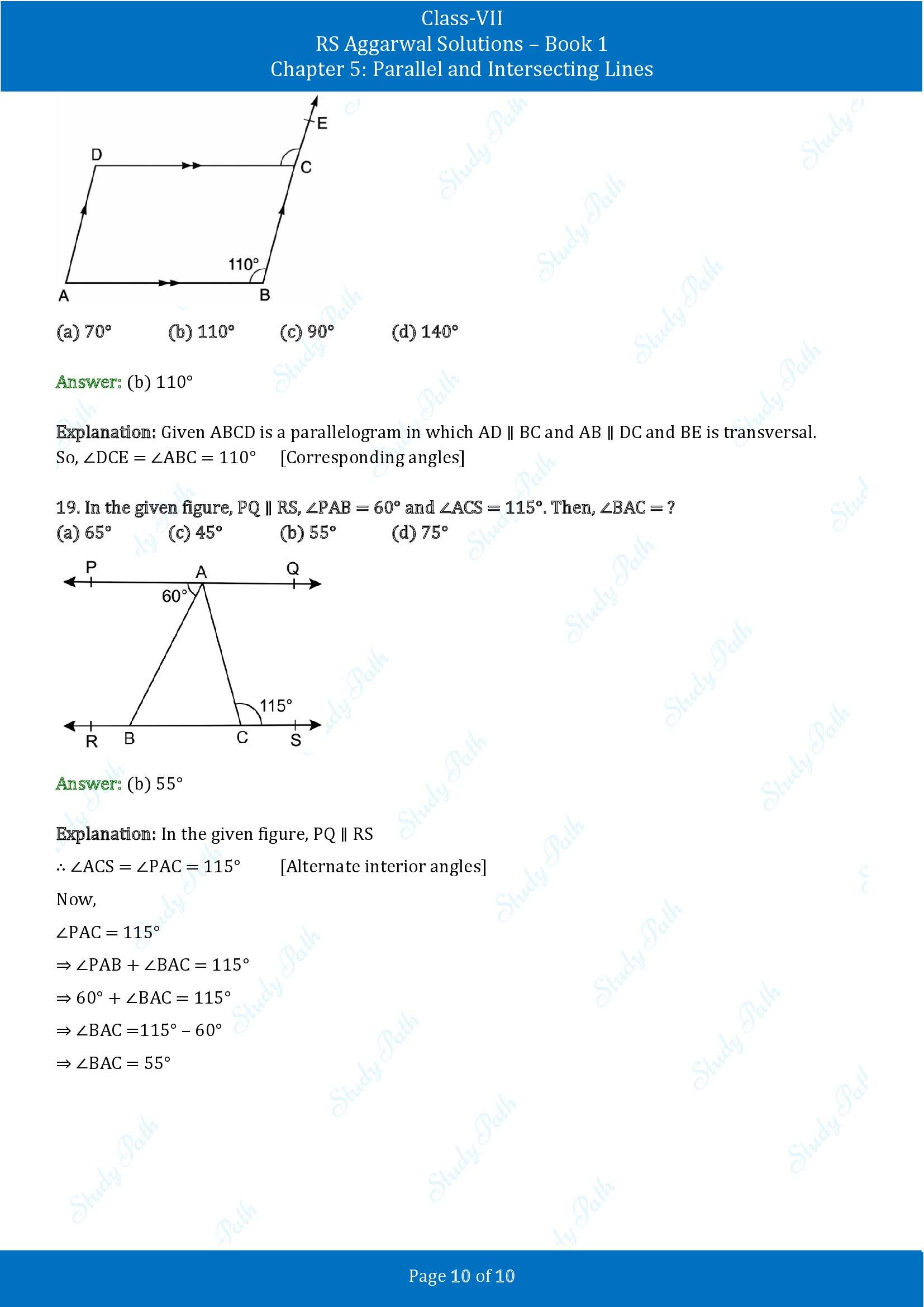 RS Aggarwal Solutions Class 7 Book 1 Chapter 5 Parallel and Intersecting Lines Exercise 5D 00010