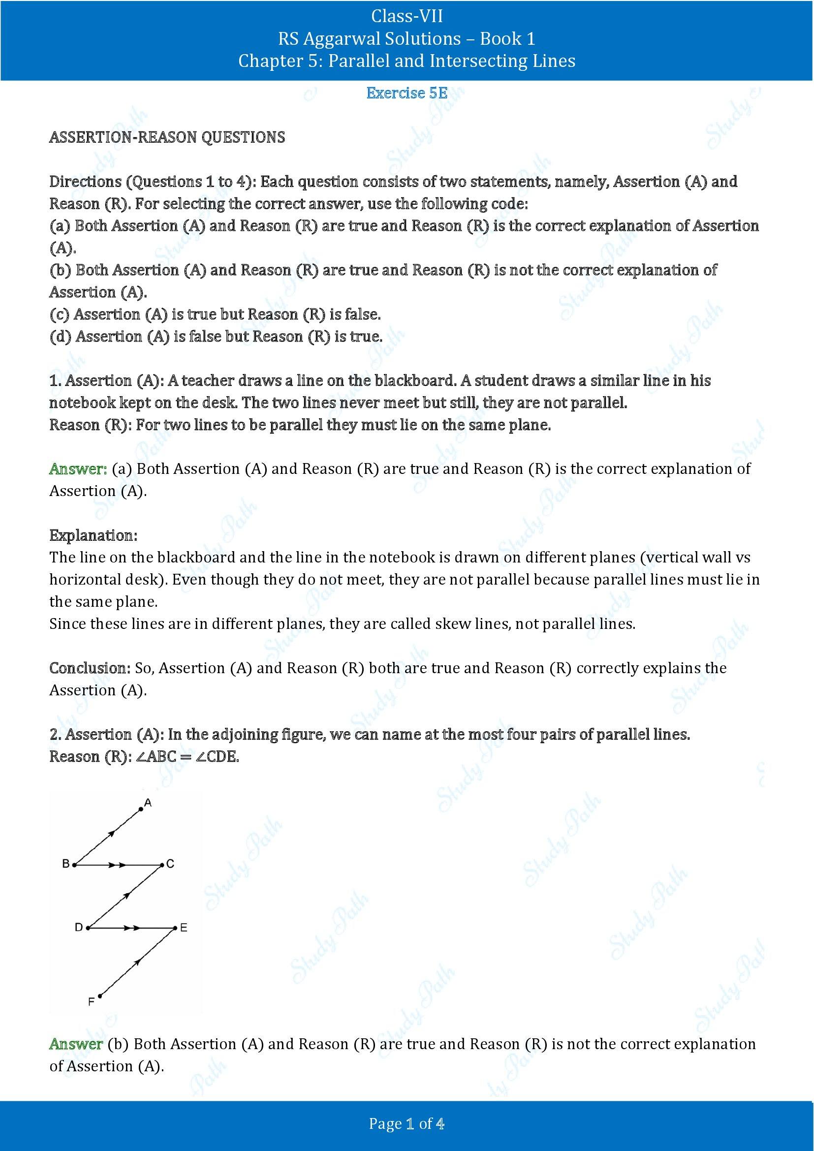RS Aggarwal Solutions Class 7 Book 1 Chapter 5 Parallel and Intersecting Lines Exercise 5E 00001