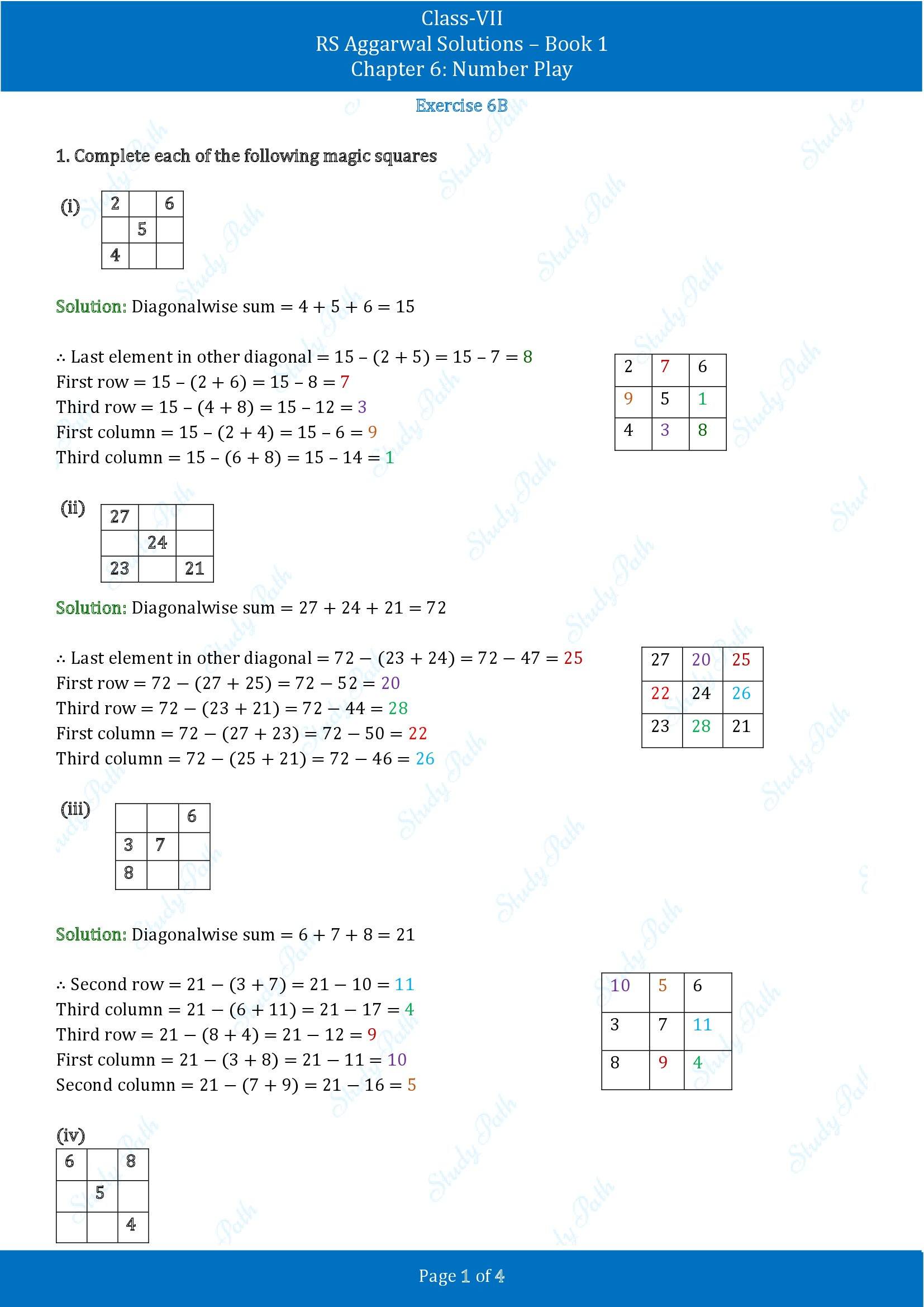 RS Aggarwal Solutions Class 7 Book 1 Chapter 6 Number Play Exercise 6B 00001