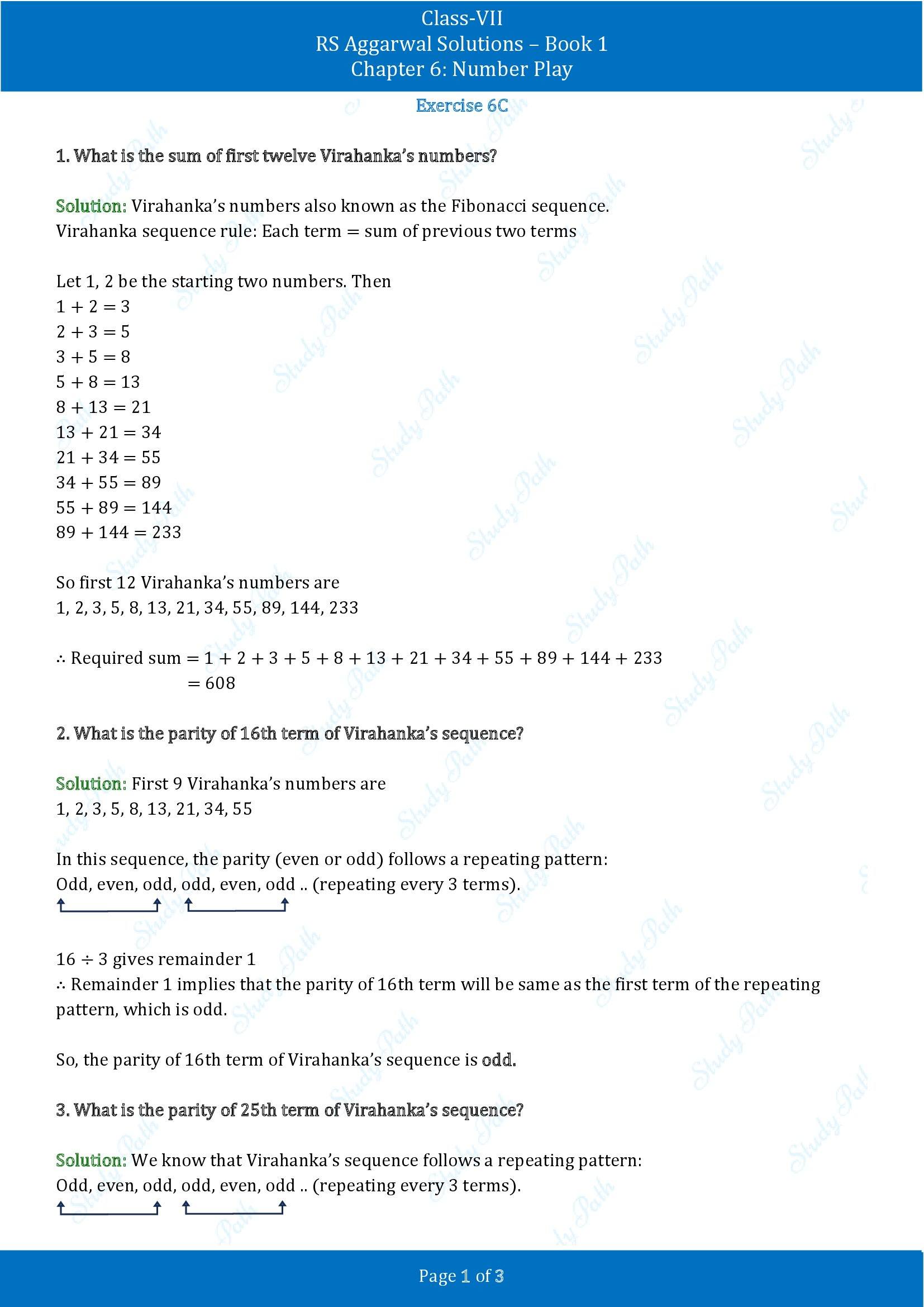 RS Aggarwal Solutions Class 7 Book 1 Chapter 6 Number Play Exercise 6C 00001