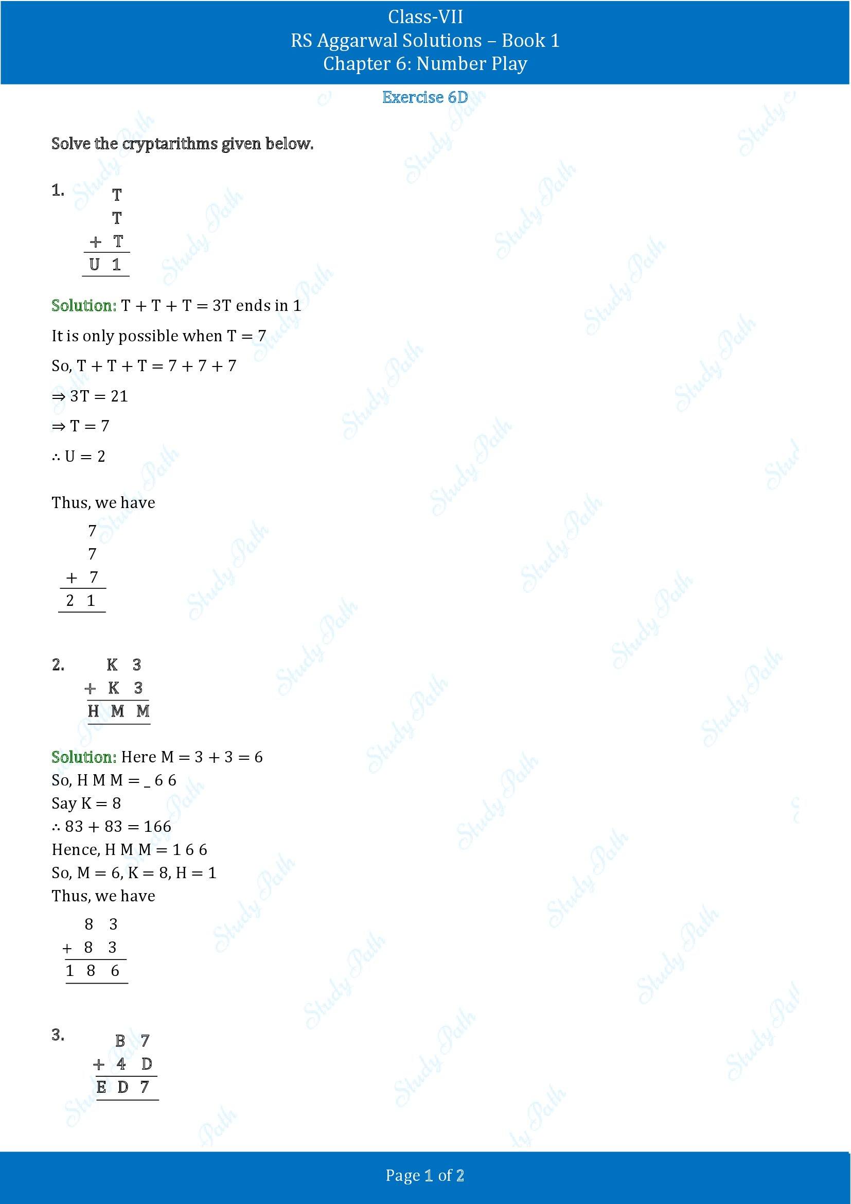 RS Aggarwal Solutions Class 7 Book 1 Chapter 6 Number Play Exercise 6D 00001