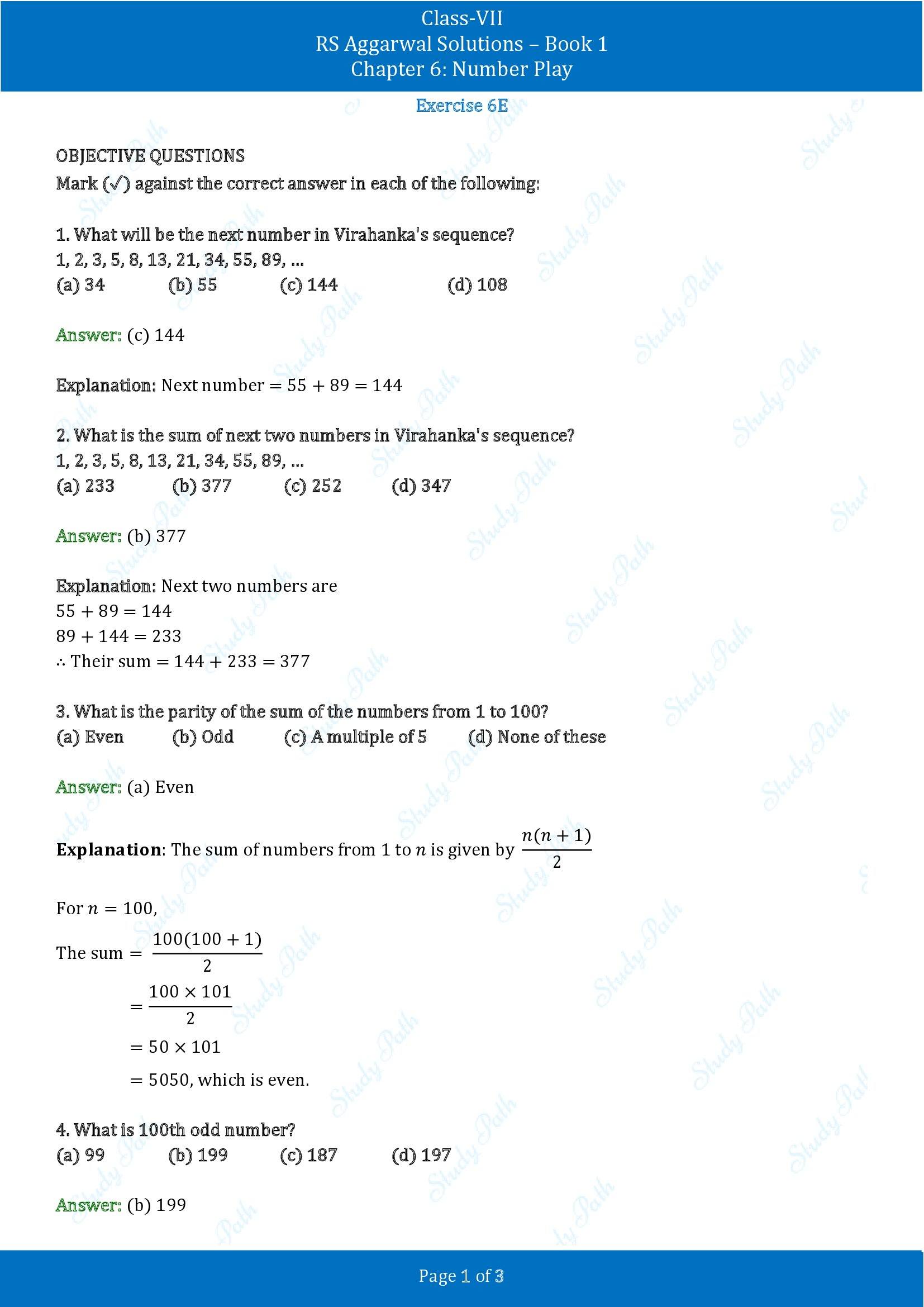 RS Aggarwal Solutions Class 7 Book 1 Chapter 6 Number Play Exercise 6E 00001