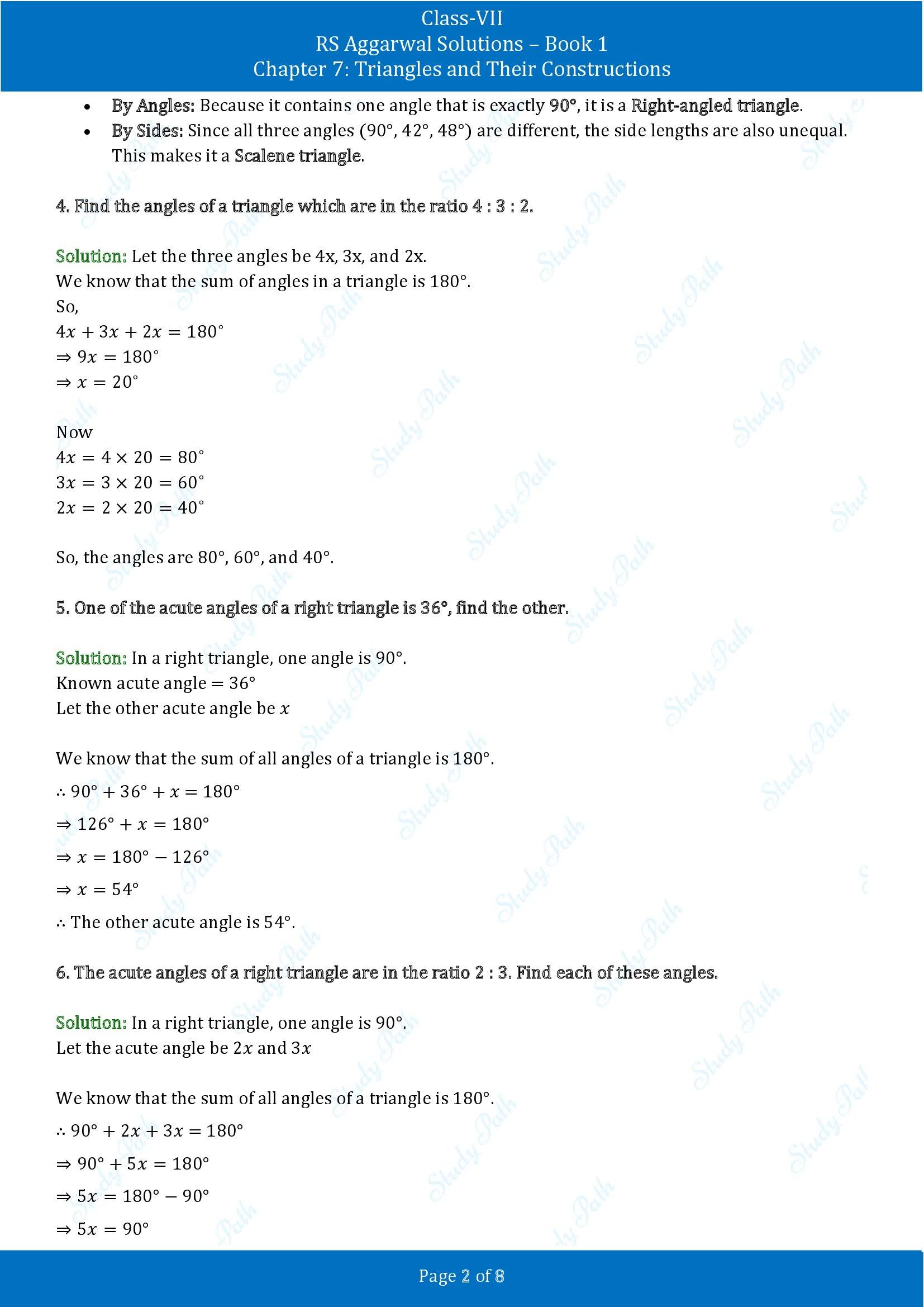 RS Aggarwal Solutions Class 7 Book 1 Chapter 7 Triangles and Their Constructions Exercise 7A 00002