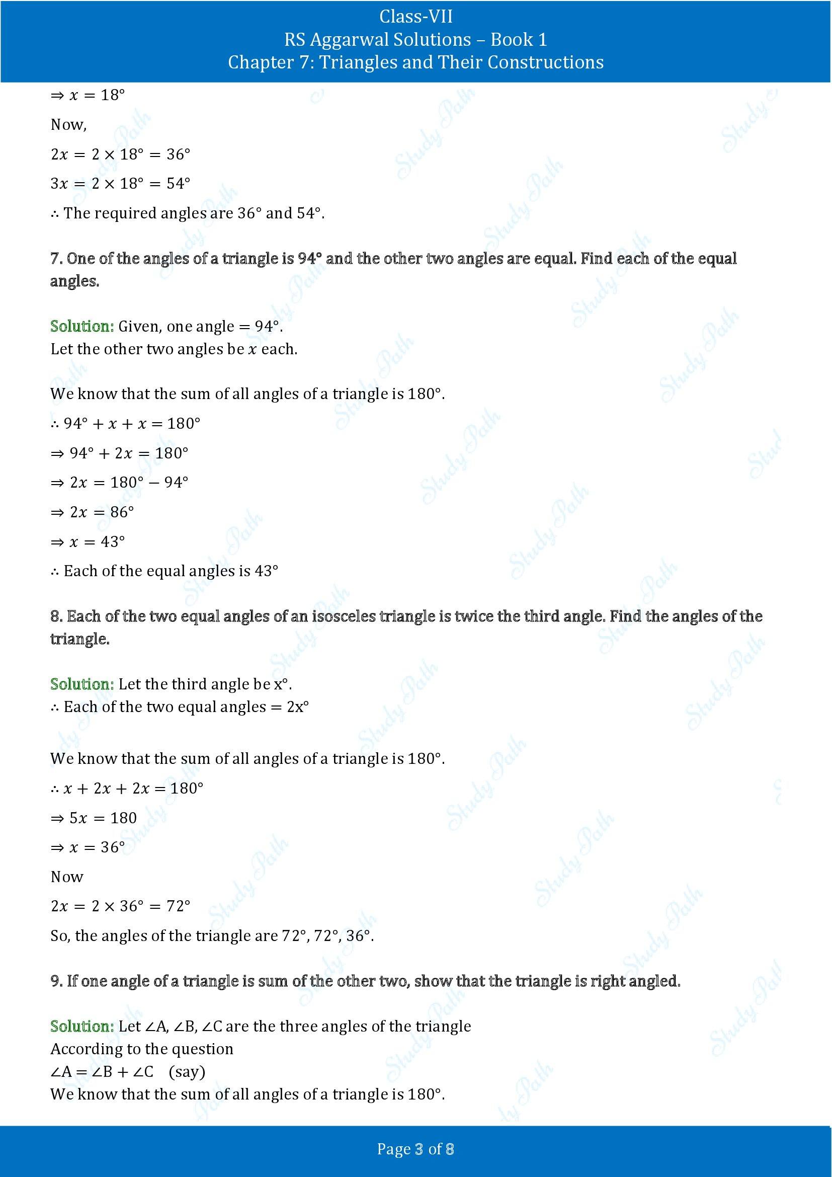 RS Aggarwal Solutions Class 7 Book 1 Chapter 7 Triangles and Their Constructions Exercise 7A 00003