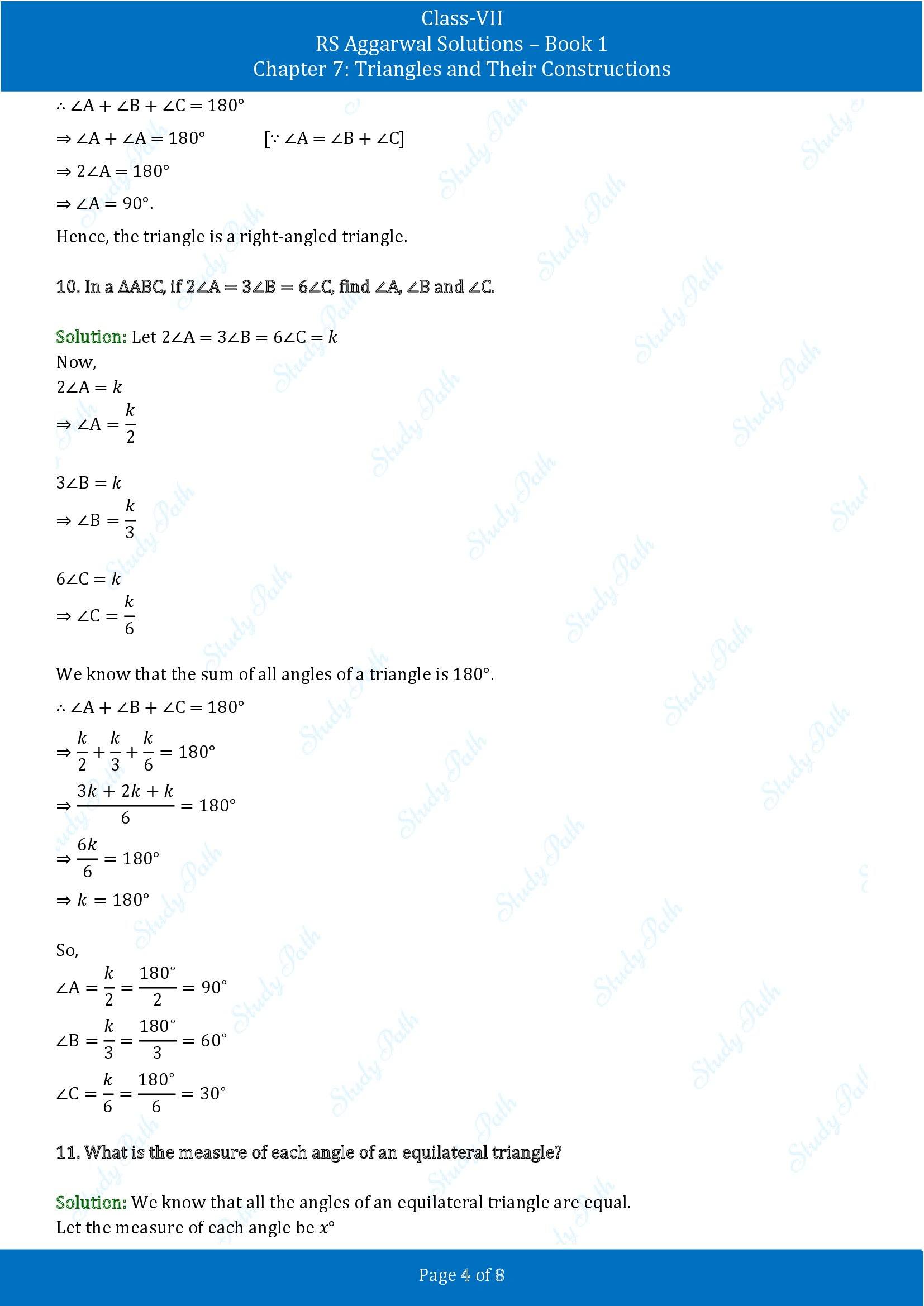 RS Aggarwal Solutions Class 7 Book 1 Chapter 7 Triangles and Their Constructions Exercise 7A 00004