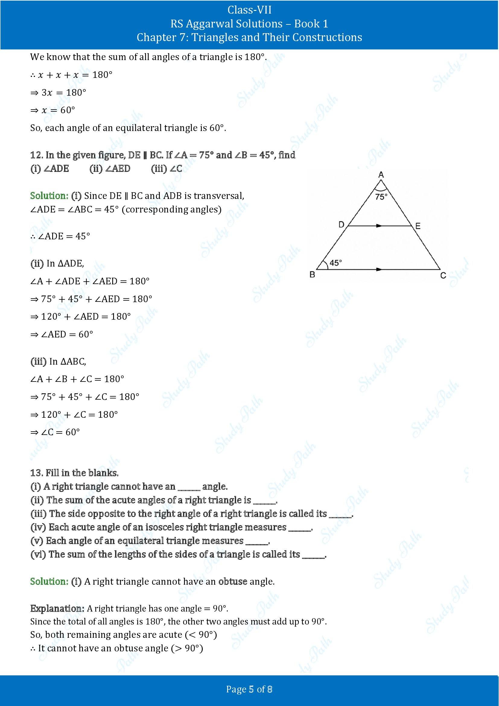 RS Aggarwal Solutions Class 7 Book 1 Chapter 7 Triangles and Their Constructions Exercise 7A 00005