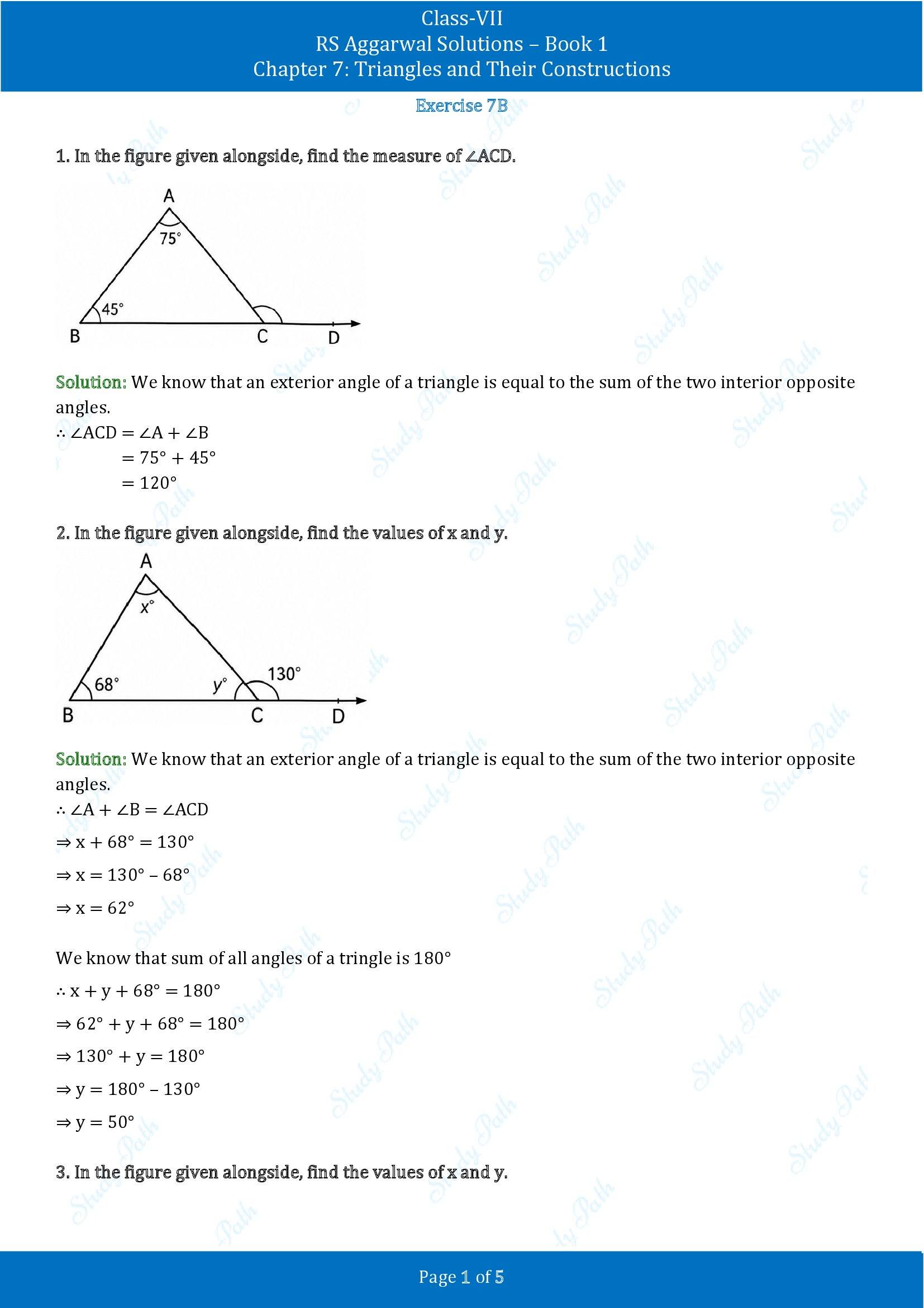 RS Aggarwal Solutions Class 7 Book 1 Chapter 7 Triangles and Their Constructions Exercise 7B 00001