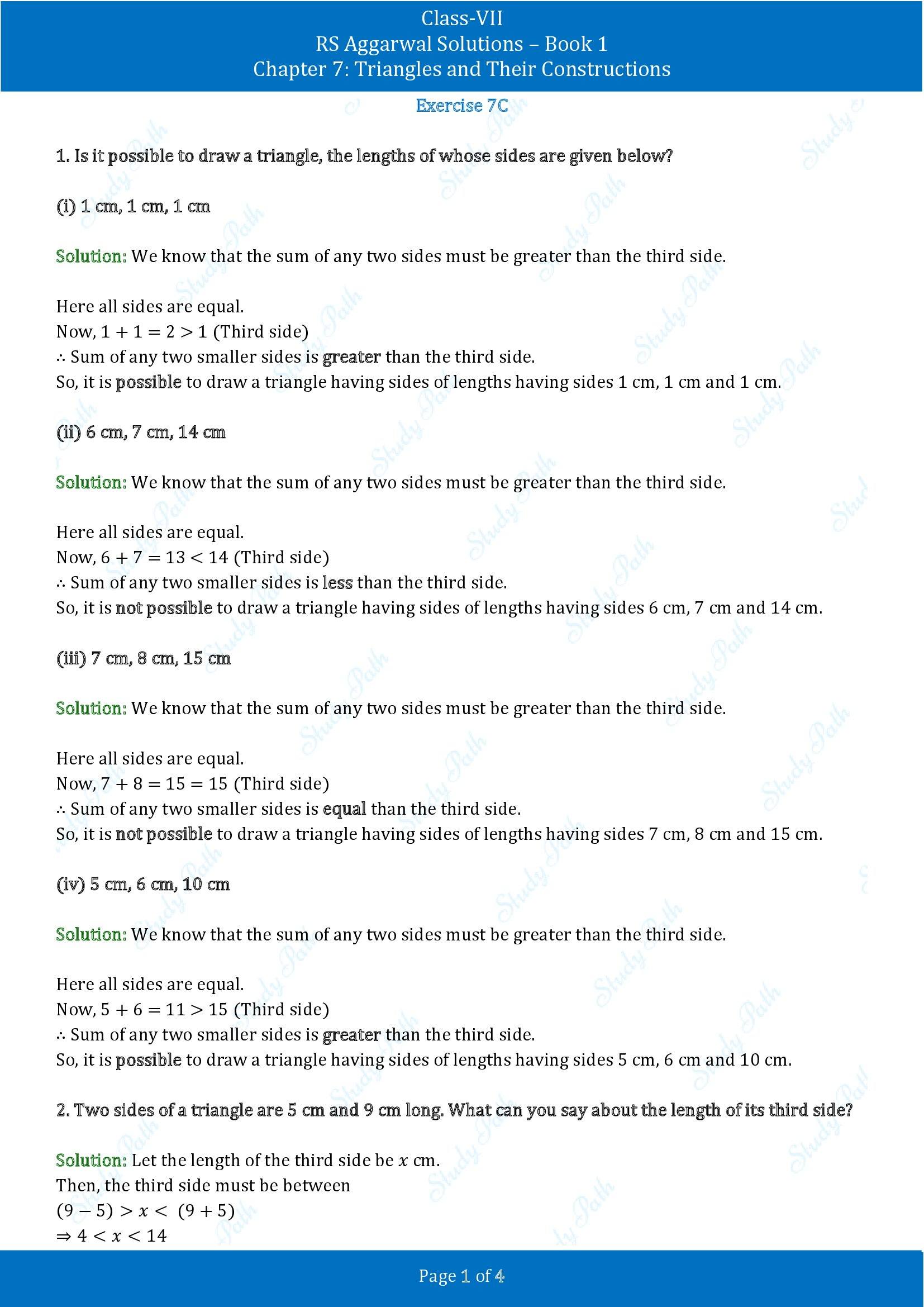 RS Aggarwal Solutions Class 7 Book 1 Chapter 7 Triangles and Their Constructions Exercise 7C 00001