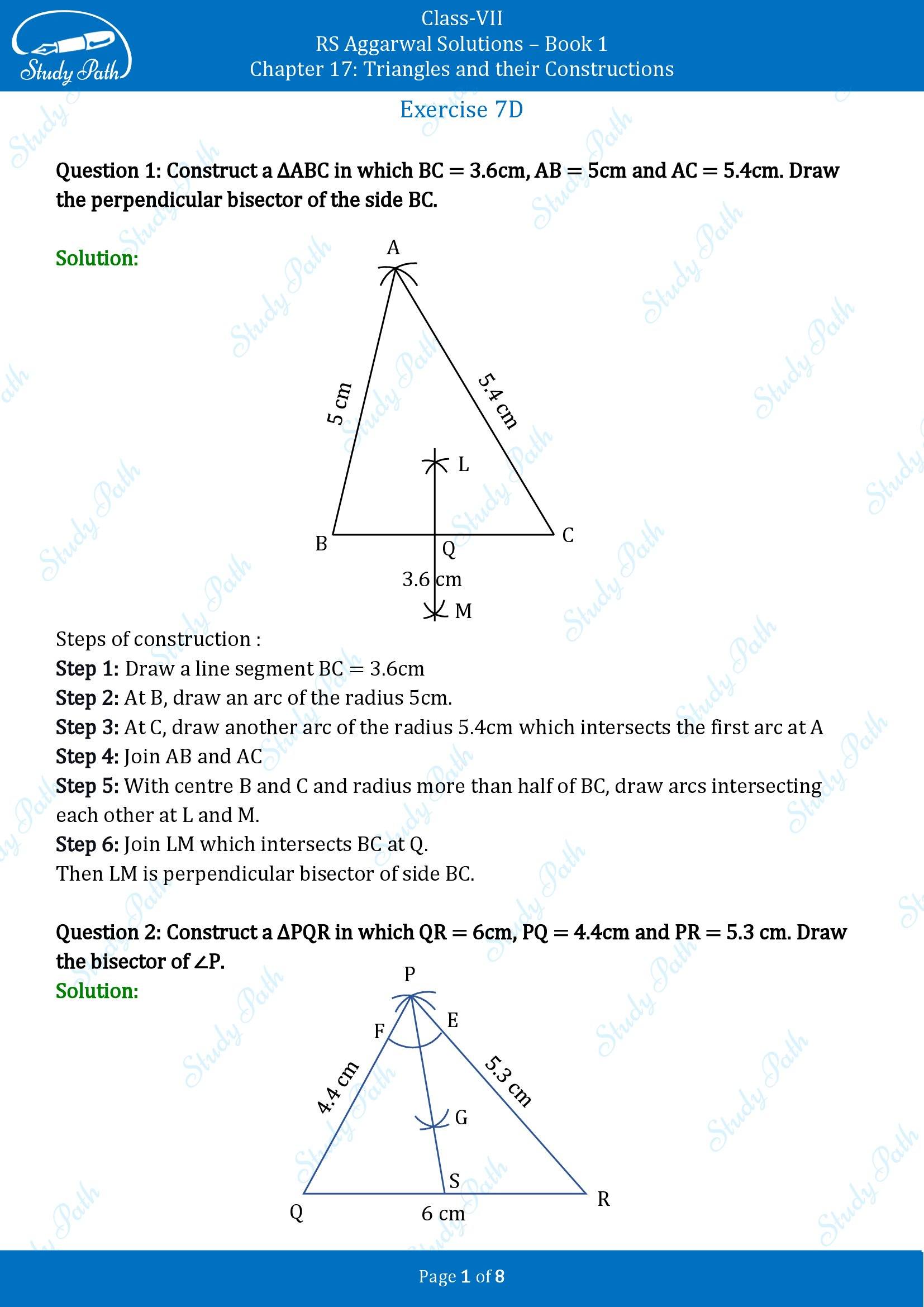 RS Aggarwal Solutions Class 7 Book 1 Chapter 7 Triangles and Their Constructions Exercise 7D 00001