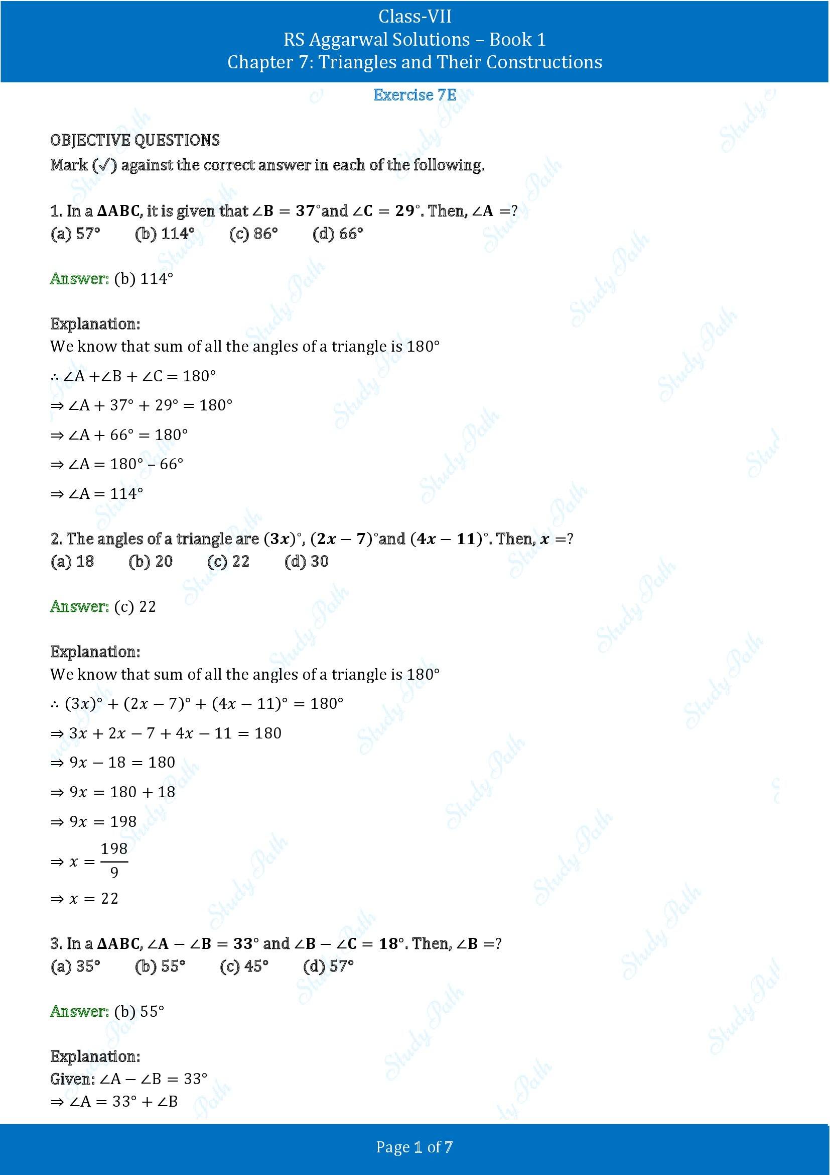 RS Aggarwal Solutions Class 7 Book 1 Chapter 7 Triangles and Their Constructions Exercise 7E 00001