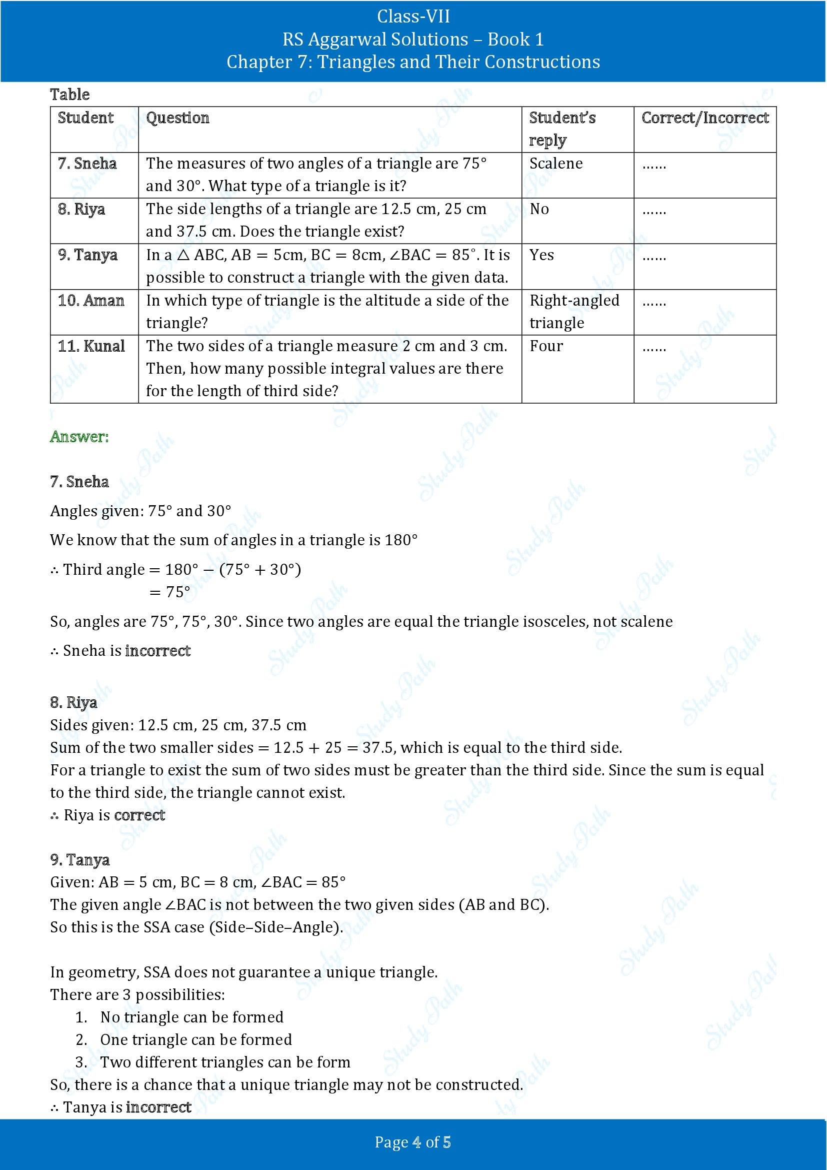 RS Aggarwal Solutions Class 7 Book 1 Chapter 7 Triangles and Their Constructions Exercise 7F 00004
