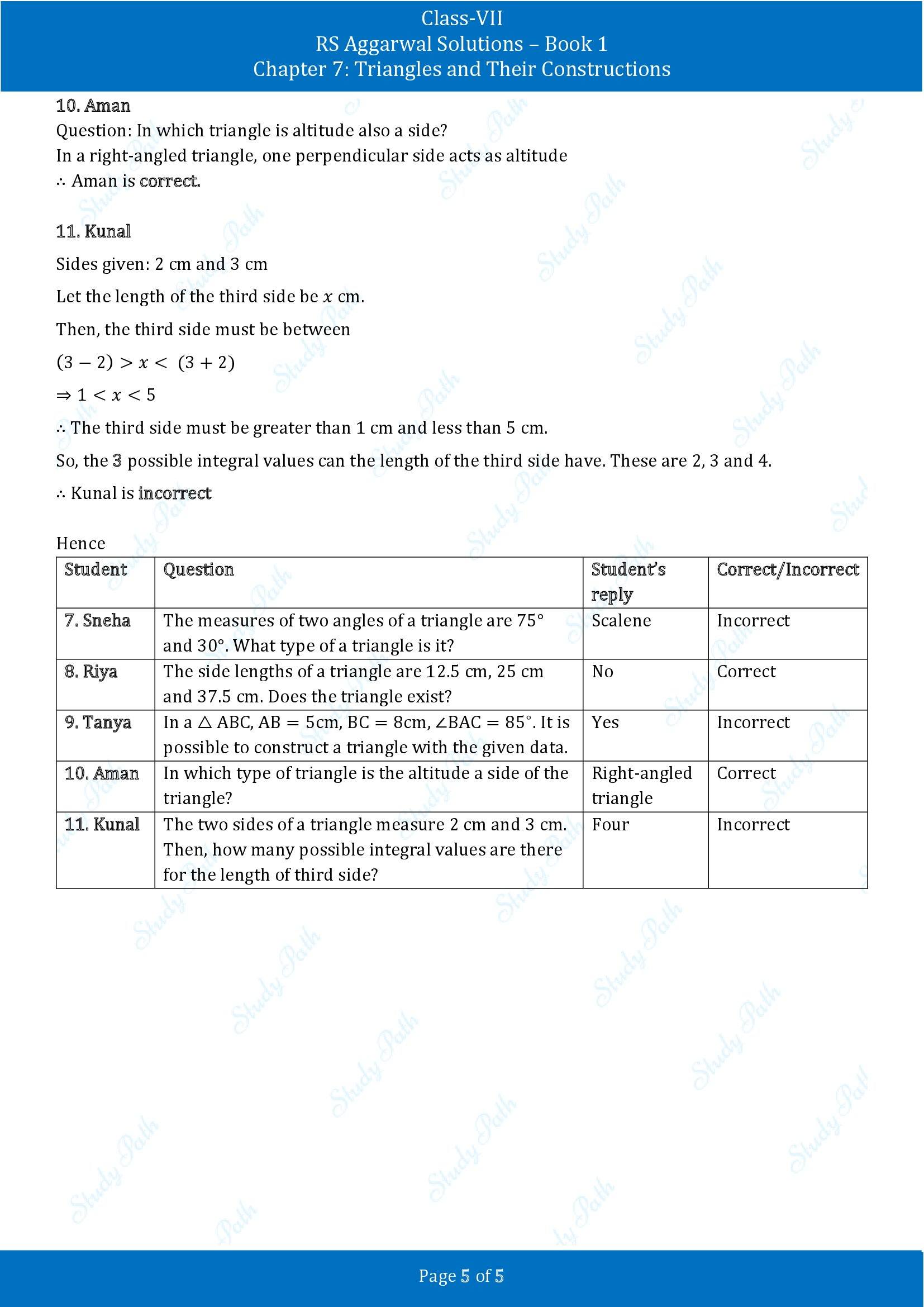 RS Aggarwal Solutions Class 7 Book 1 Chapter 7 Triangles and Their Constructions Exercise 7F 00005