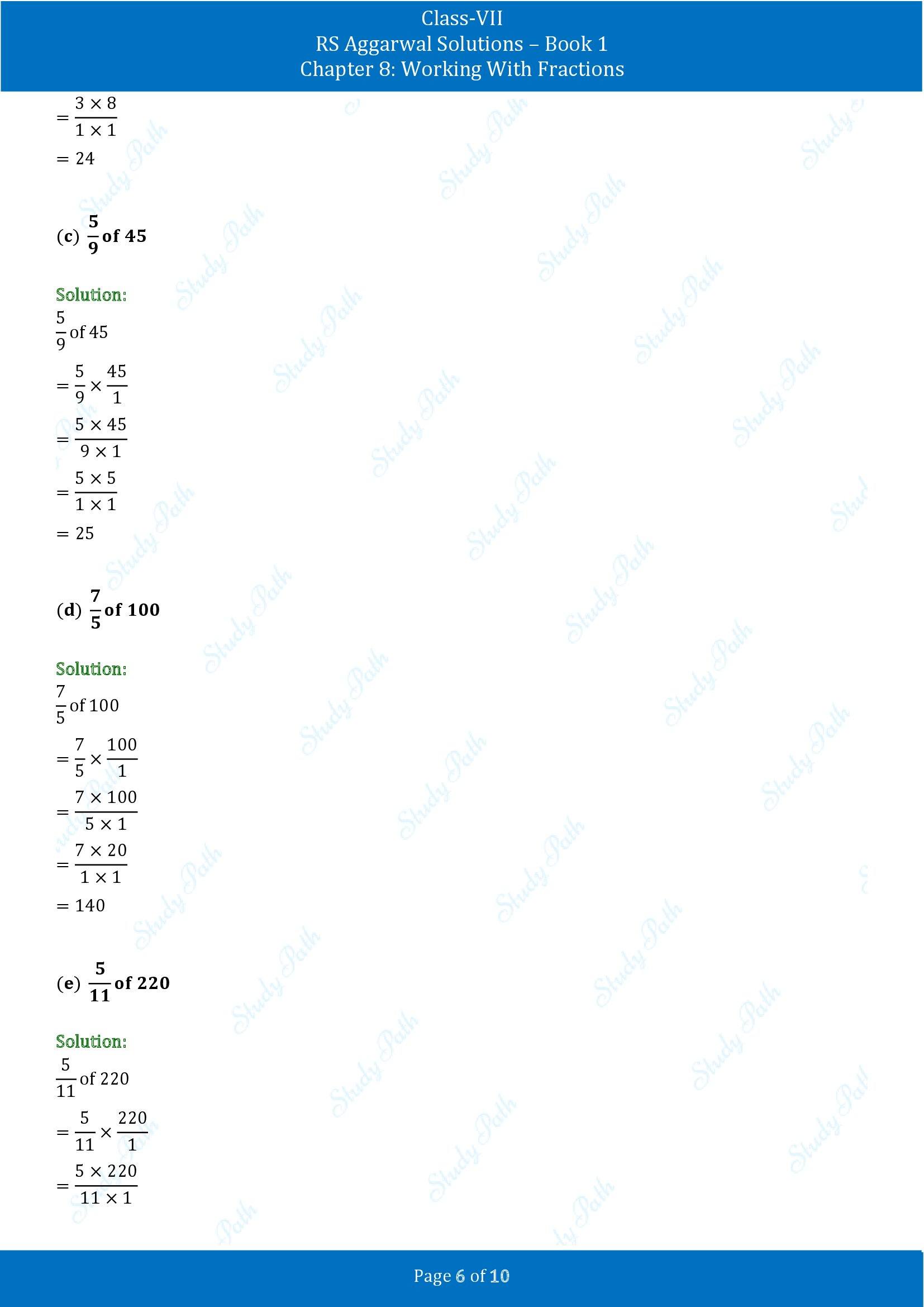 RS Aggarwal Solutions Class 7 Book 1 Chapter 8 Working With Fractions Exercise 8A 00006