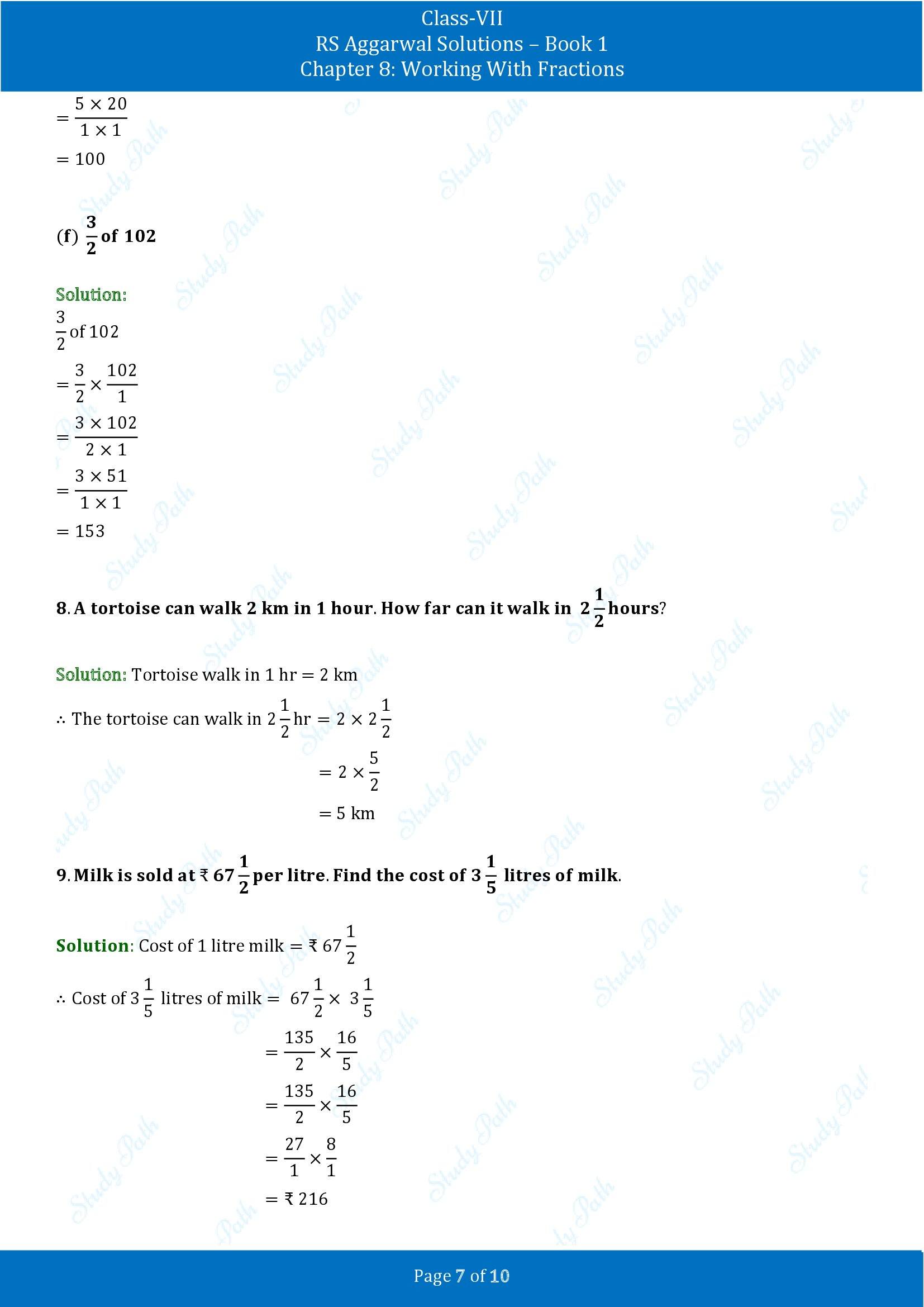 RS Aggarwal Solutions Class 7 Book 1 Chapter 8 Working With Fractions Exercise 8A 00007