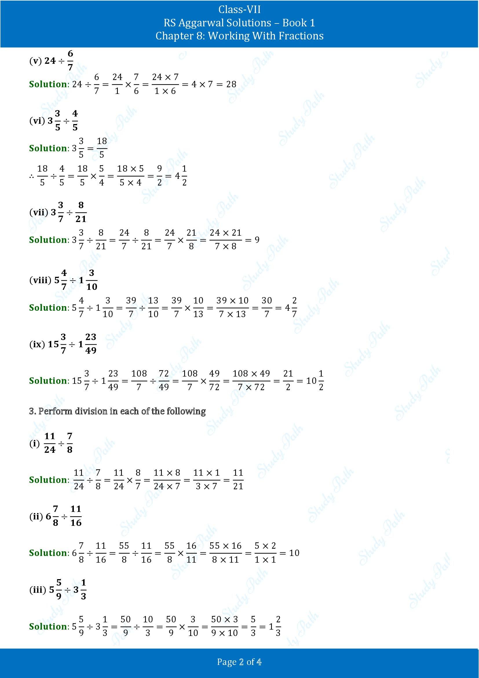 RS Aggarwal Solutions Class 7 Book 1 Chapter 8 Working With Fractions Exercise 8B 00002
