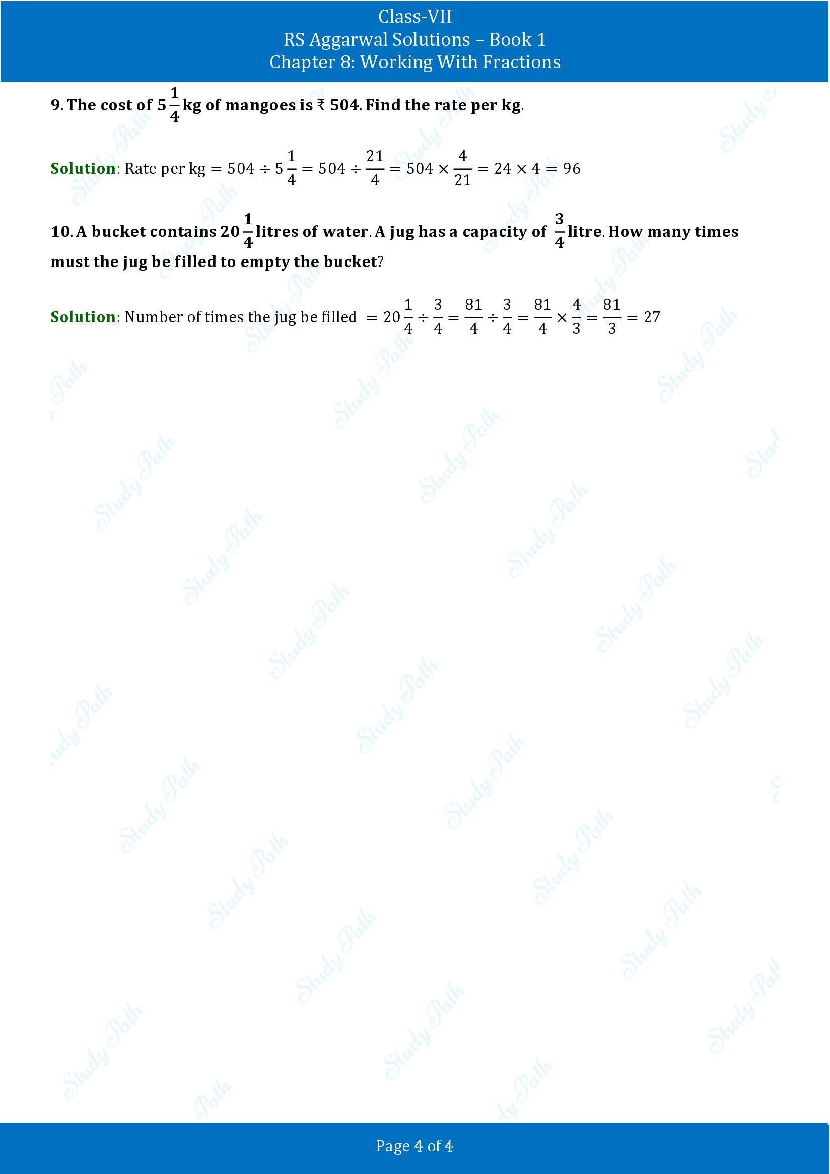 RS Aggarwal Solutions Class 7 Book 1 Chapter 8 Working With Fractions Exercise 8B 00004