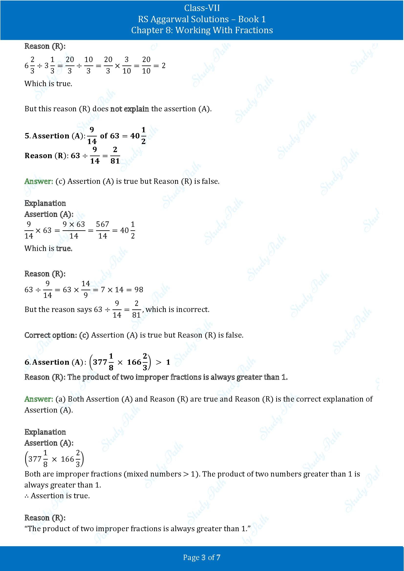 RS Aggarwal Solutions Class 7 Book 1 Chapter 8 Working With Fractions Exercise 8D 00003