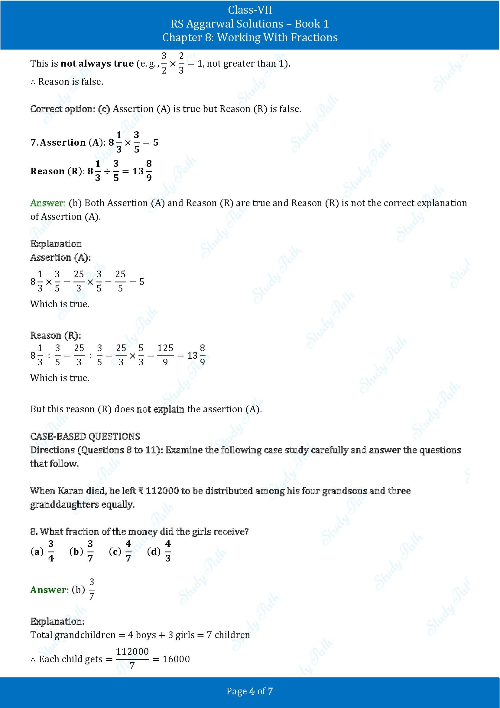 RS Aggarwal Solutions Class 7 Book 1 Chapter 8 Working With Fractions Exercise 8D 00004