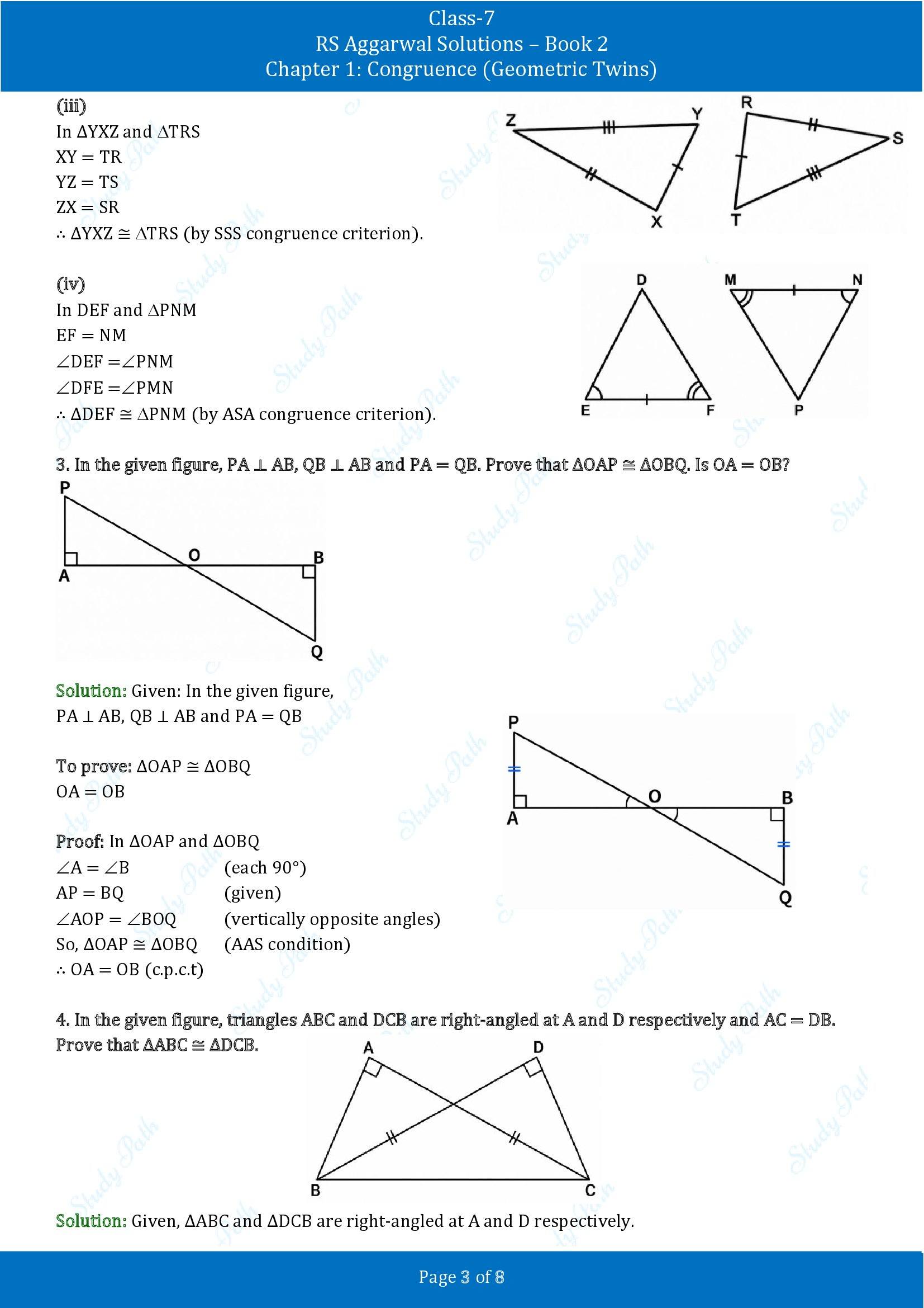 RS Aggarwal Solutions Class 7 Book 2 Chapter 1 Congruence Geometric Twins Exercise 1A 00003